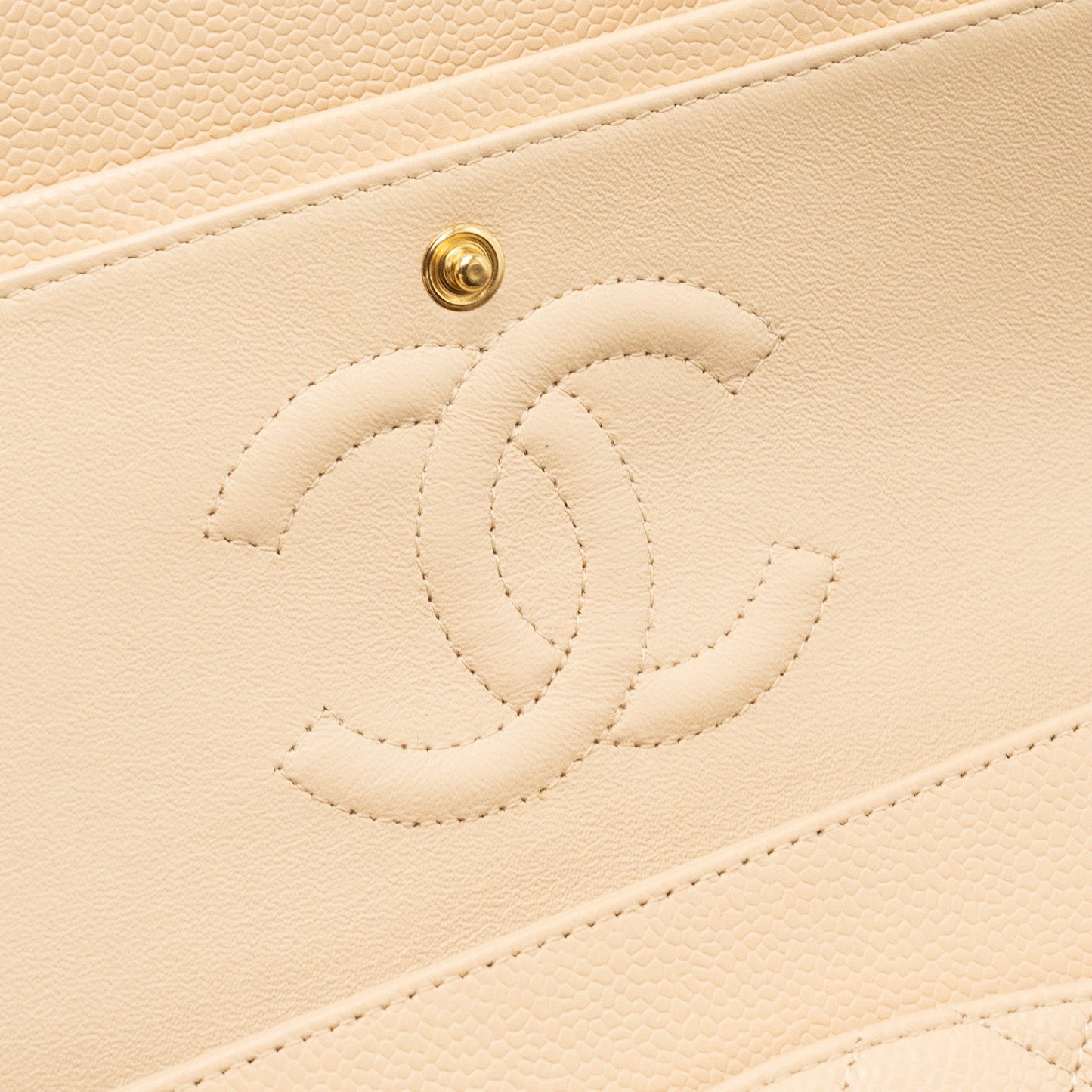 Chanel medium classic double flap bag caviar beige