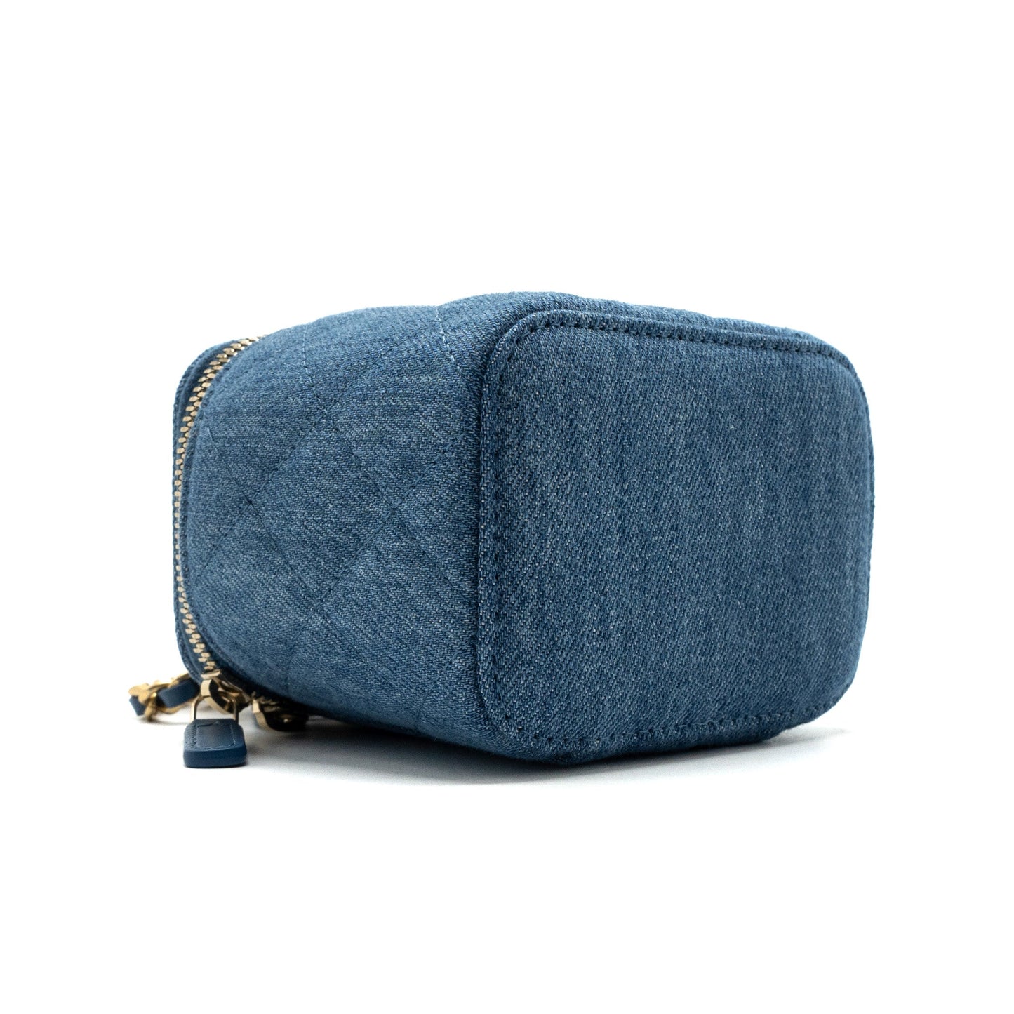 Chanel Pearl Crush Mini Vanity Case Denim Blue Brushed