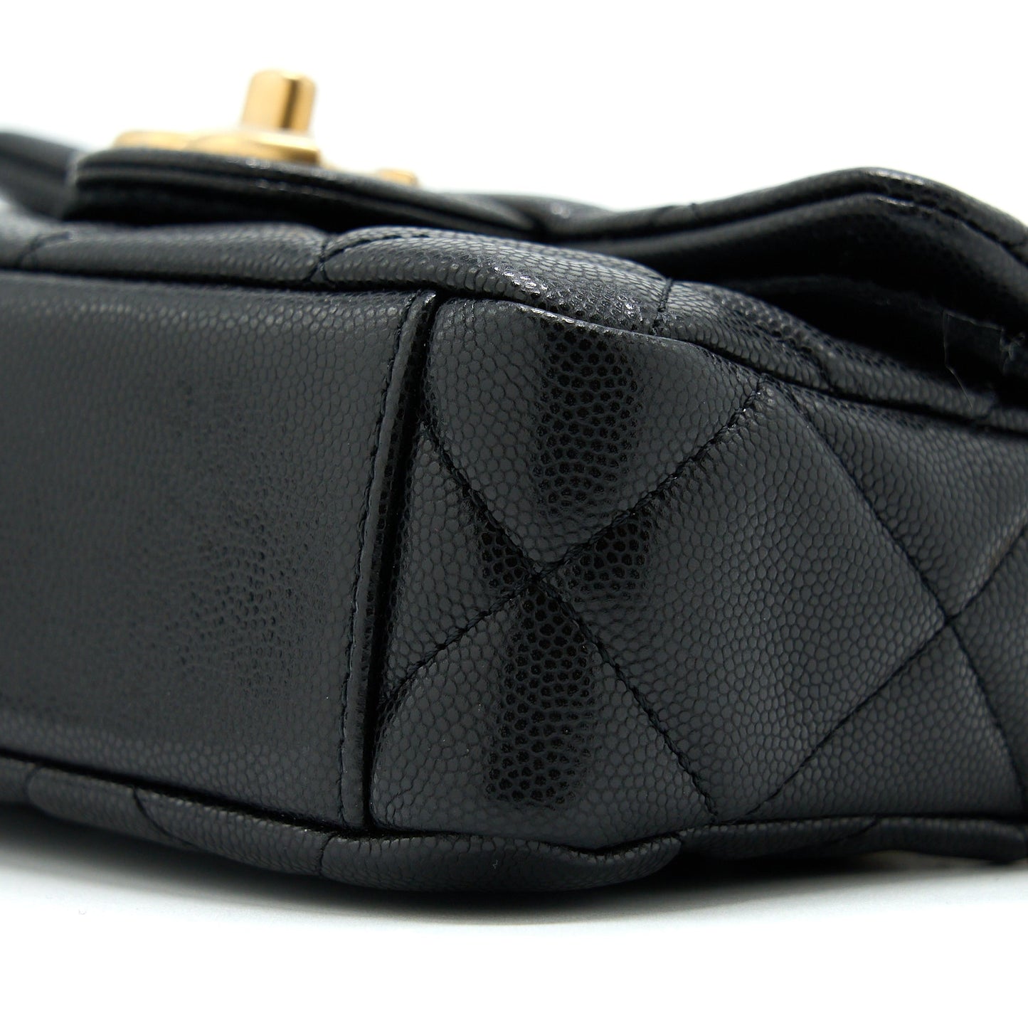 Chanel 22A Mini Square Flap Bag Caviar Black Brushed