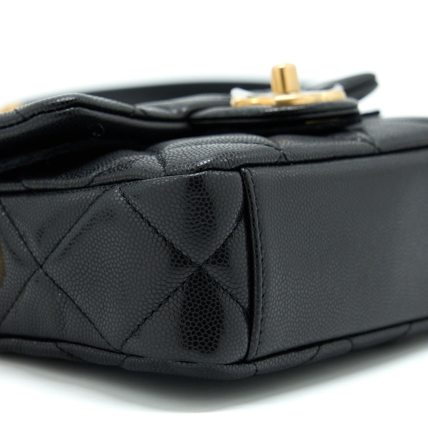 Chanel 22A Mini Square Flap Bag Caviar Black Brushed