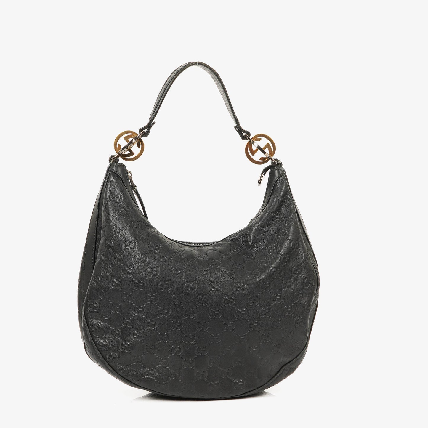 Gucci Guccissima Black Leather Hobo Bag