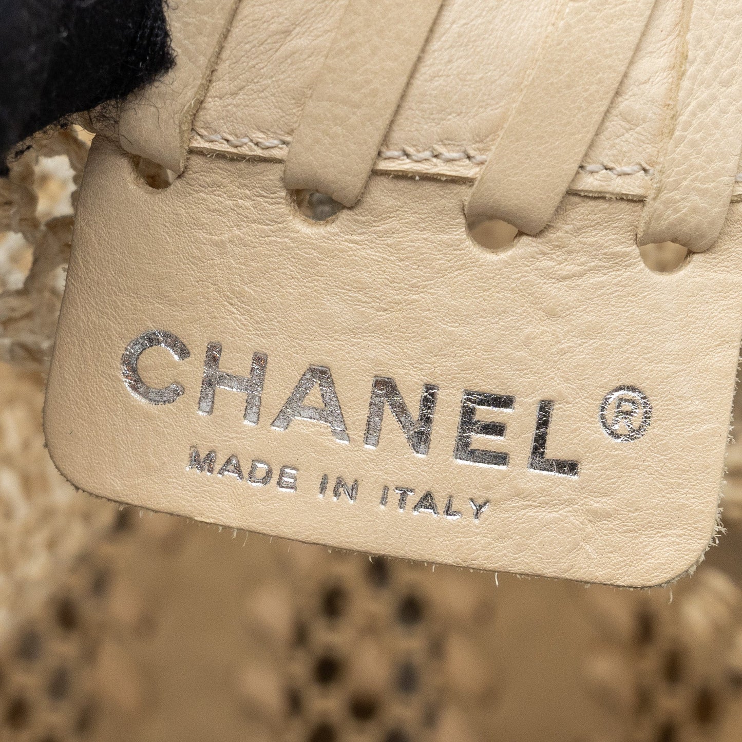 Chanel large beach tote bag lambskin / fabric ivory