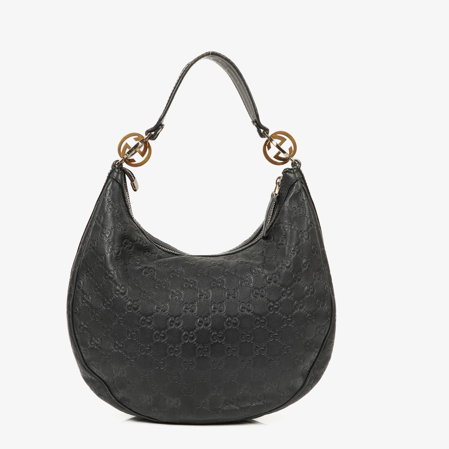 Gucci Guccissima Black Leather Hobo Bag
