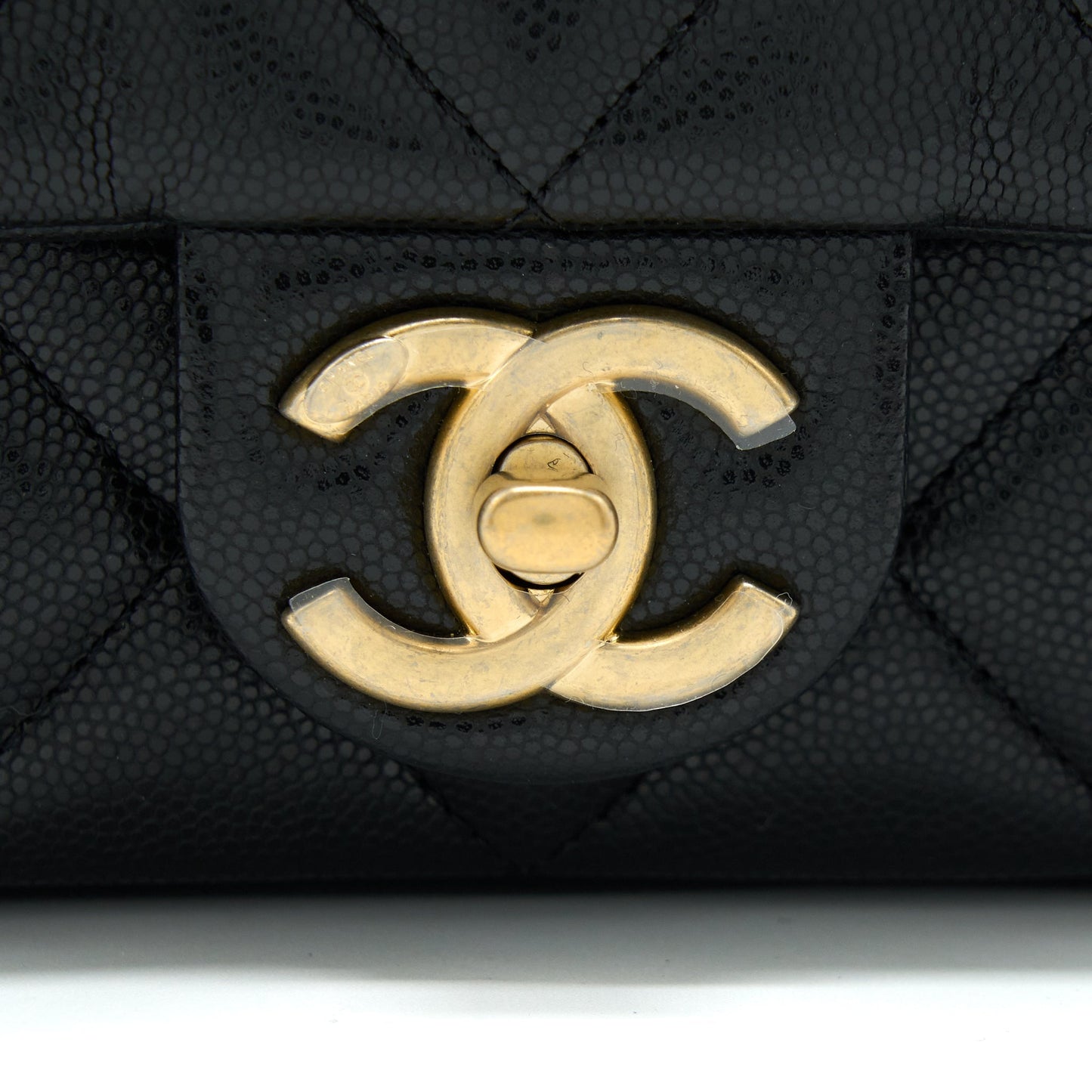 Chanel 22A Mini Square Flap Bag Caviar Black Brushed