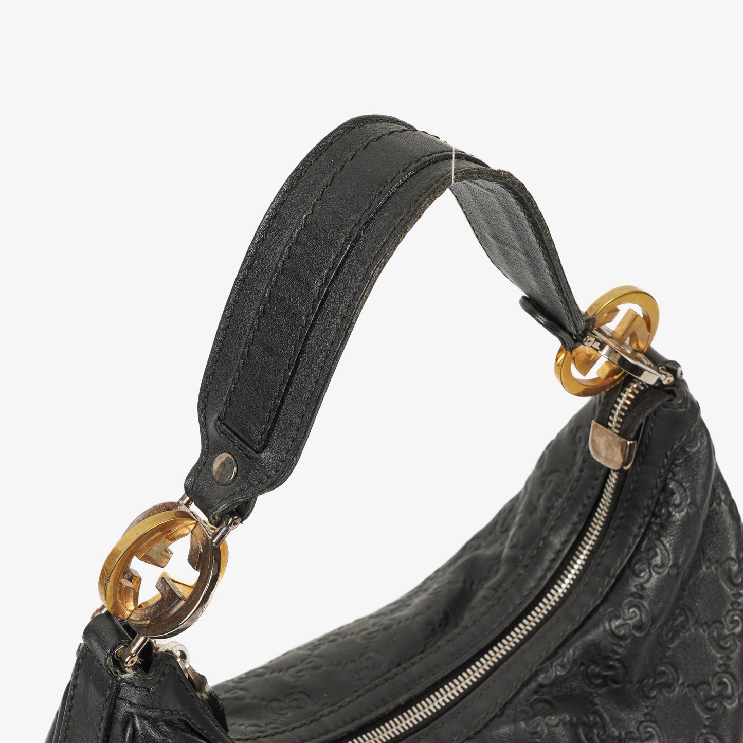 Gucci Guccissima Black Leather Hobo Bag