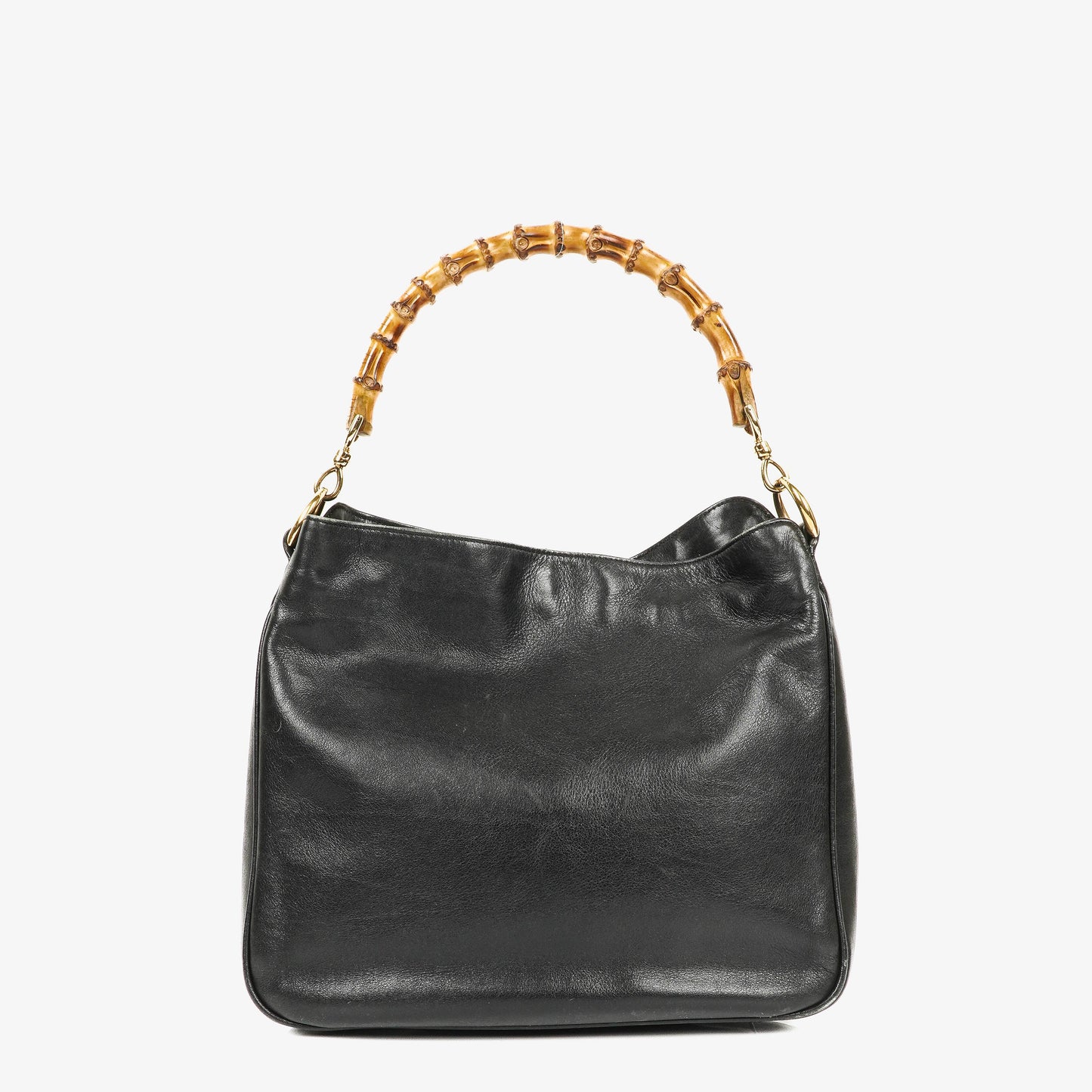 Gucci Bamboo Top Handle Black Leather Hobo Bag