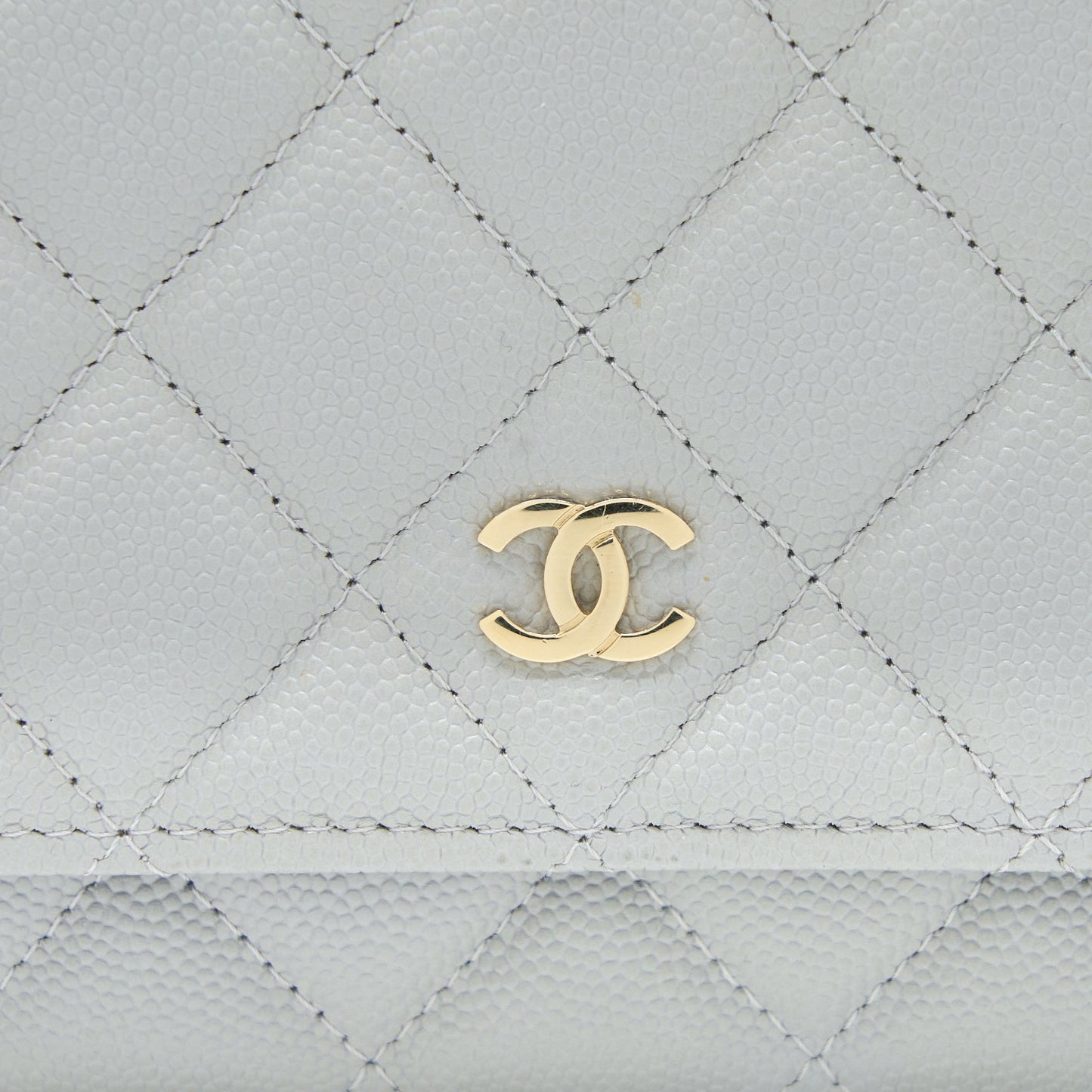 Chanel Classic Wallet on Chain Caviar Light Grey L (Microchip)