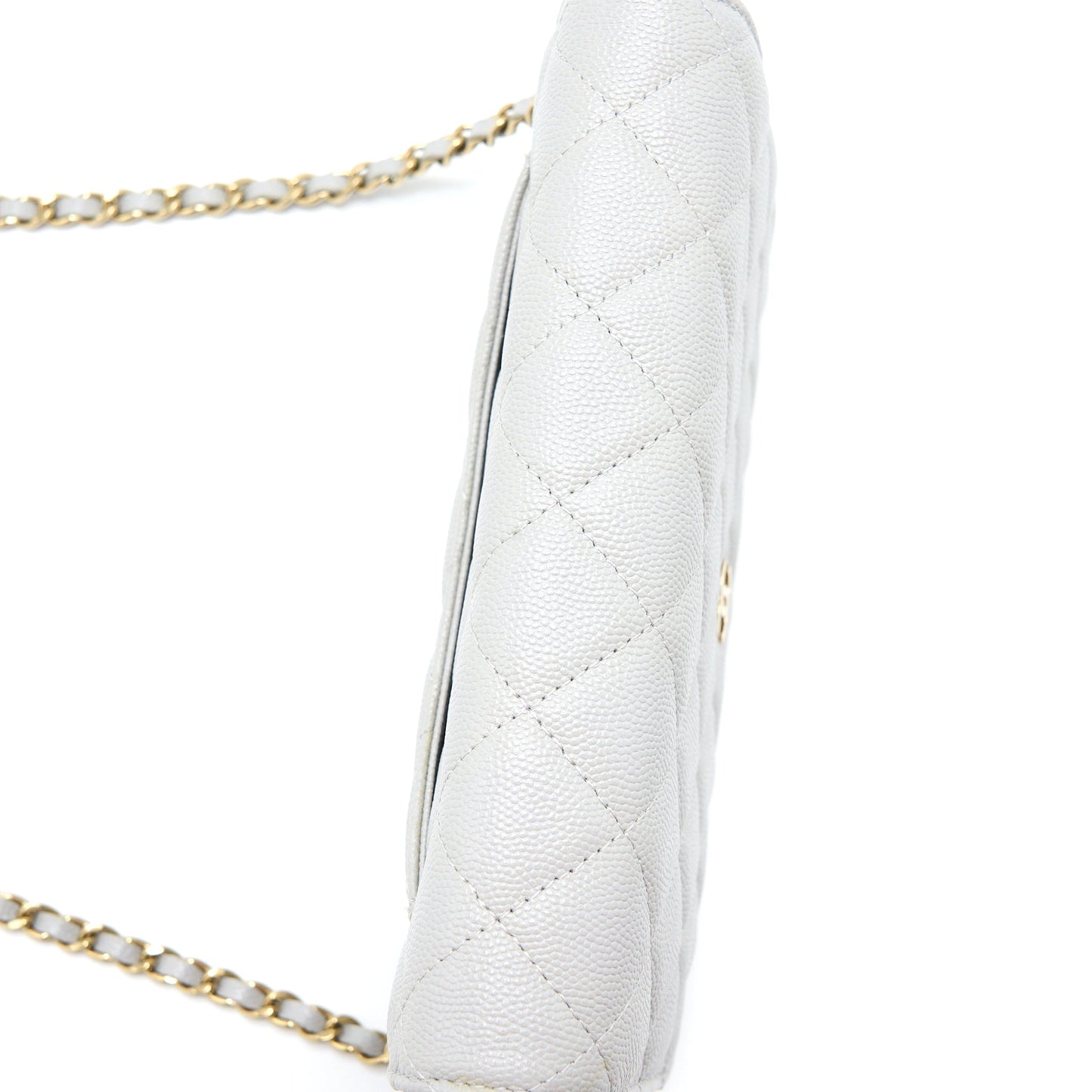 Chanel Classic Wallet on Chain Caviar Light Grey L (Microchip)