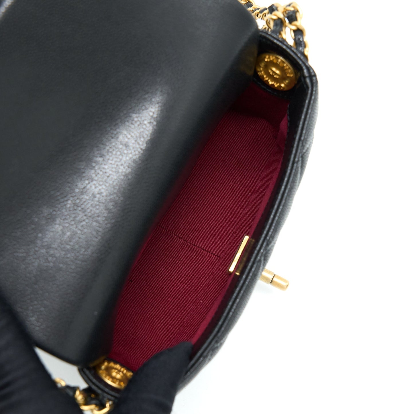 Chanel 22A Mini Square Flap Bag Caviar Black Brushed