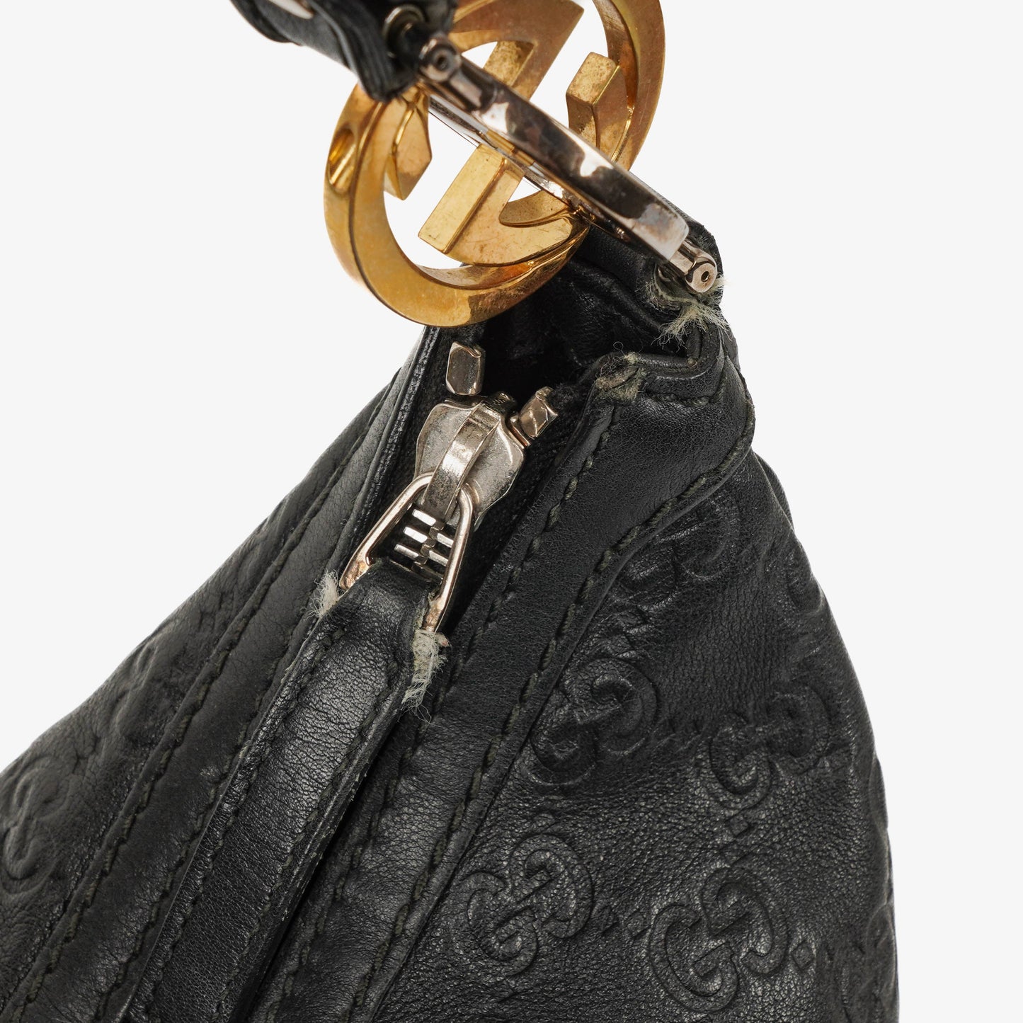 Gucci Guccissima Black Leather Hobo Bag