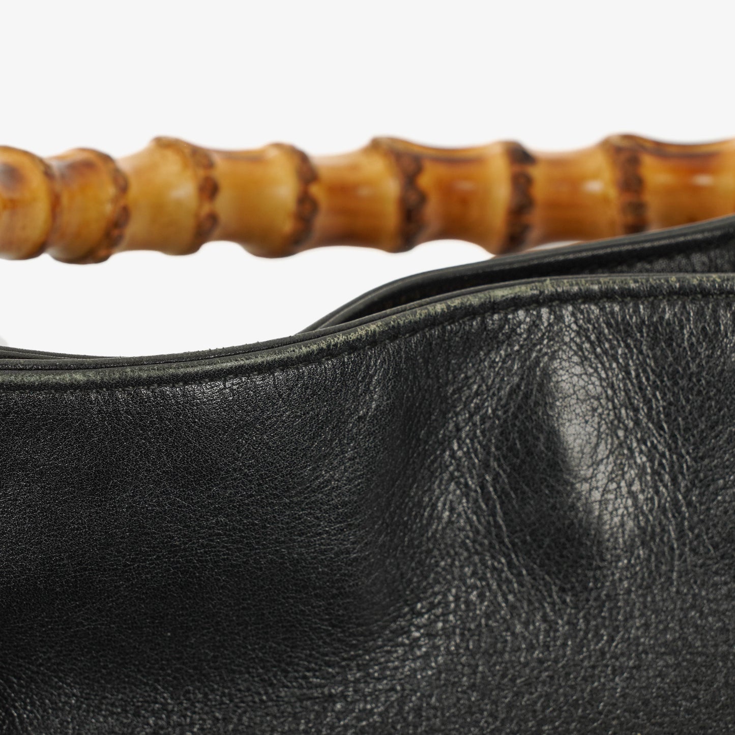 Gucci Bamboo Top Handle Black Leather Hobo Bag