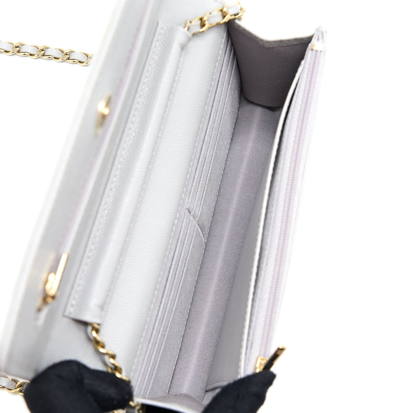 Chanel Classic Wallet on Chain Caviar Light Grey L (Microchip)