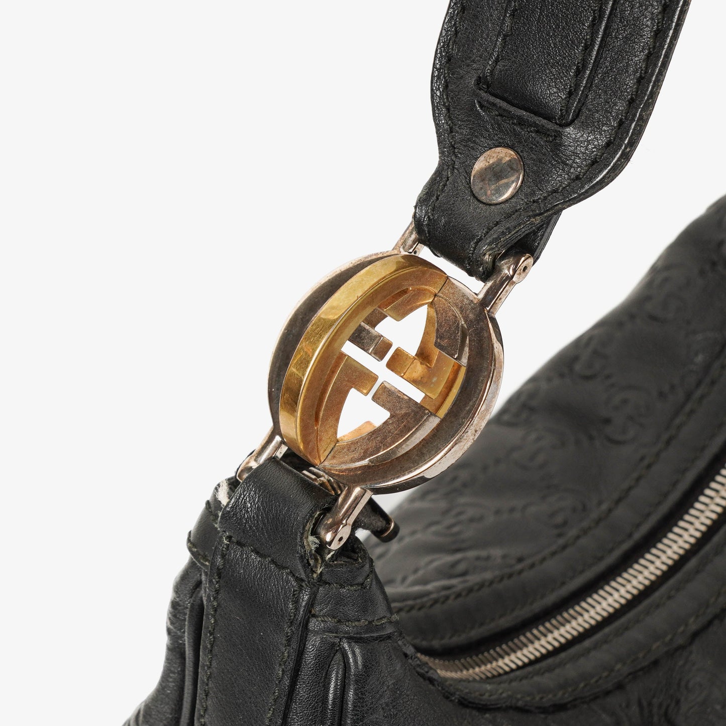 Gucci Guccissima Black Leather Hobo Bag