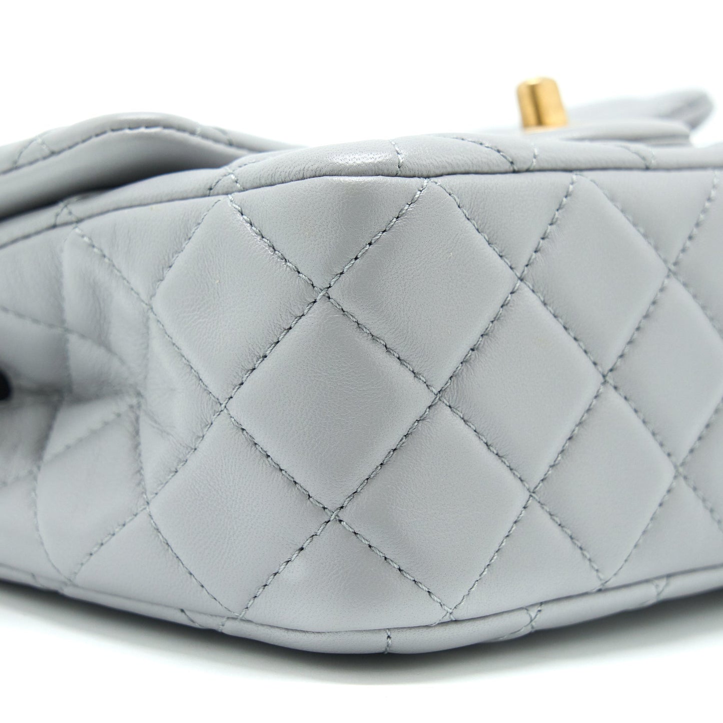 Chanel 21B Pearl Crush Mini Rectangular Flap Bag Lambskin Grey