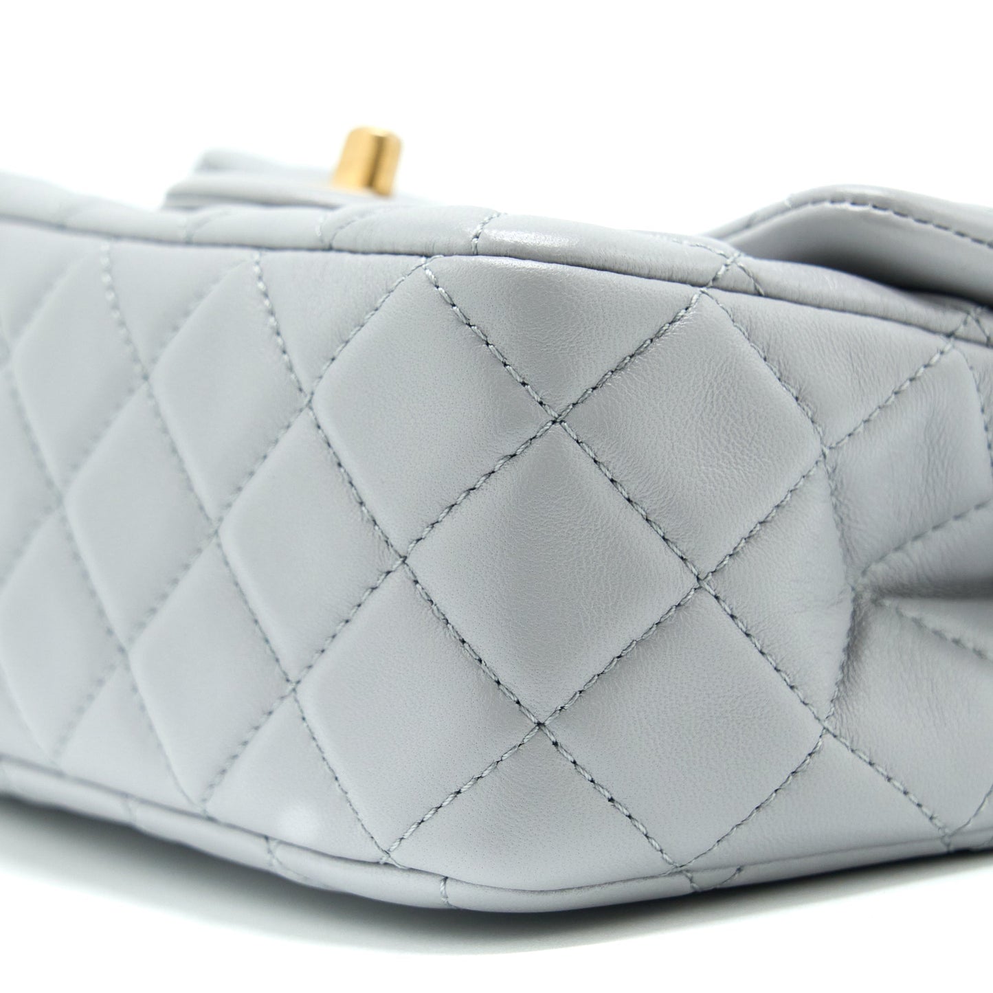 Chanel 21B Pearl Crush Mini Rectangular Flap Bag Lambskin Grey