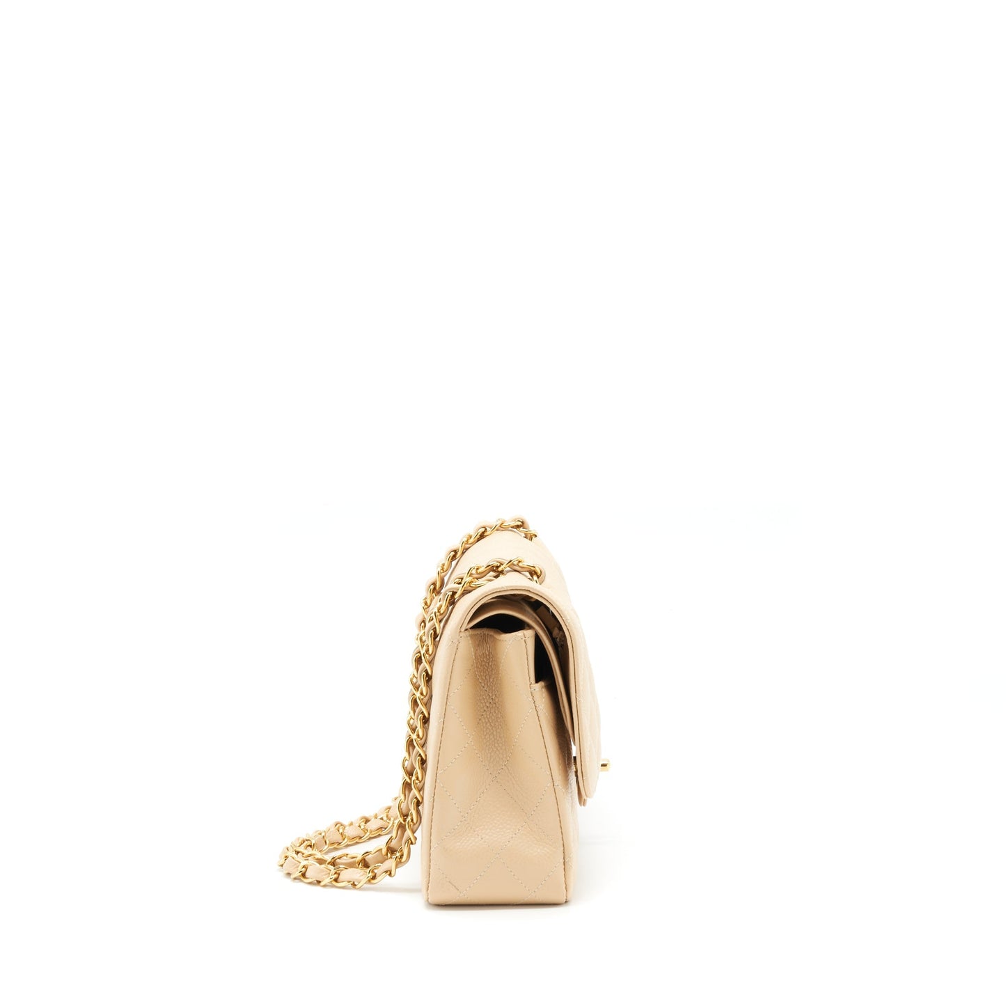 Chanel Medium Classic Double Flap Bag Caviar Beige L