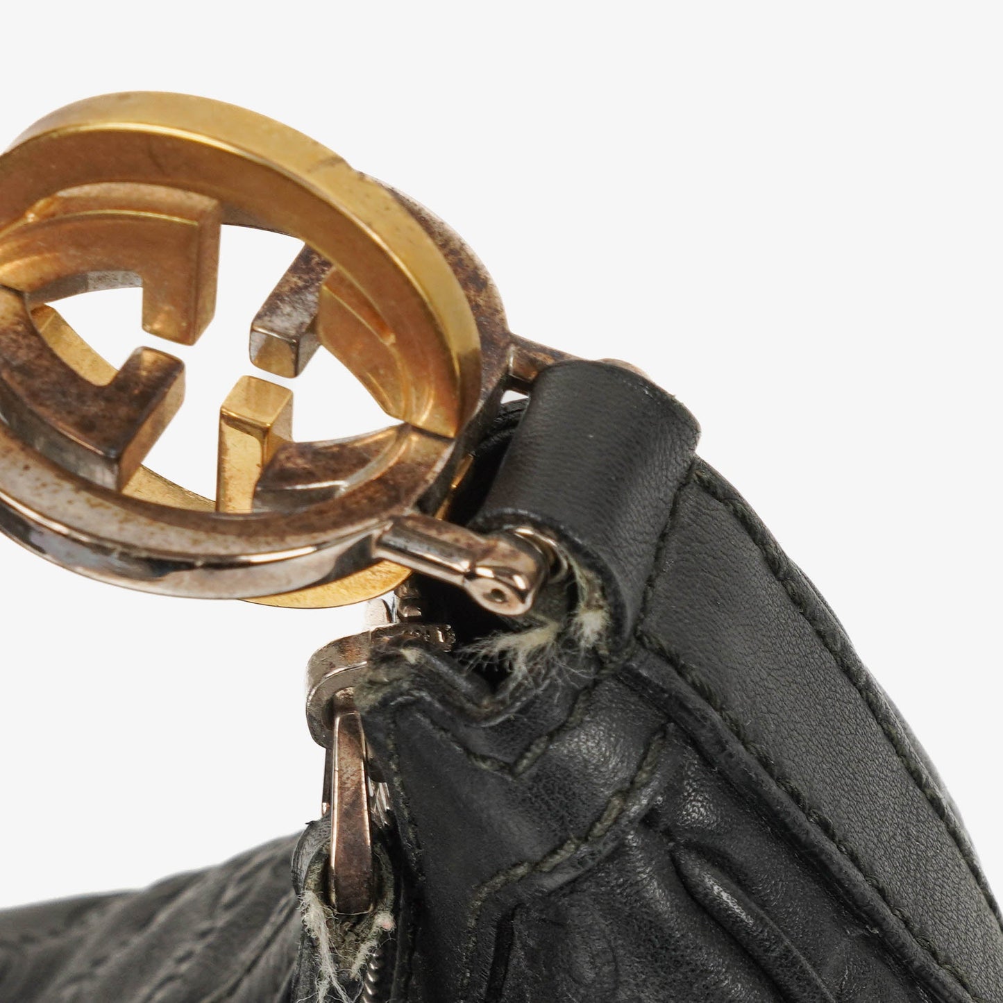 Gucci Guccissima Black Leather Hobo Bag