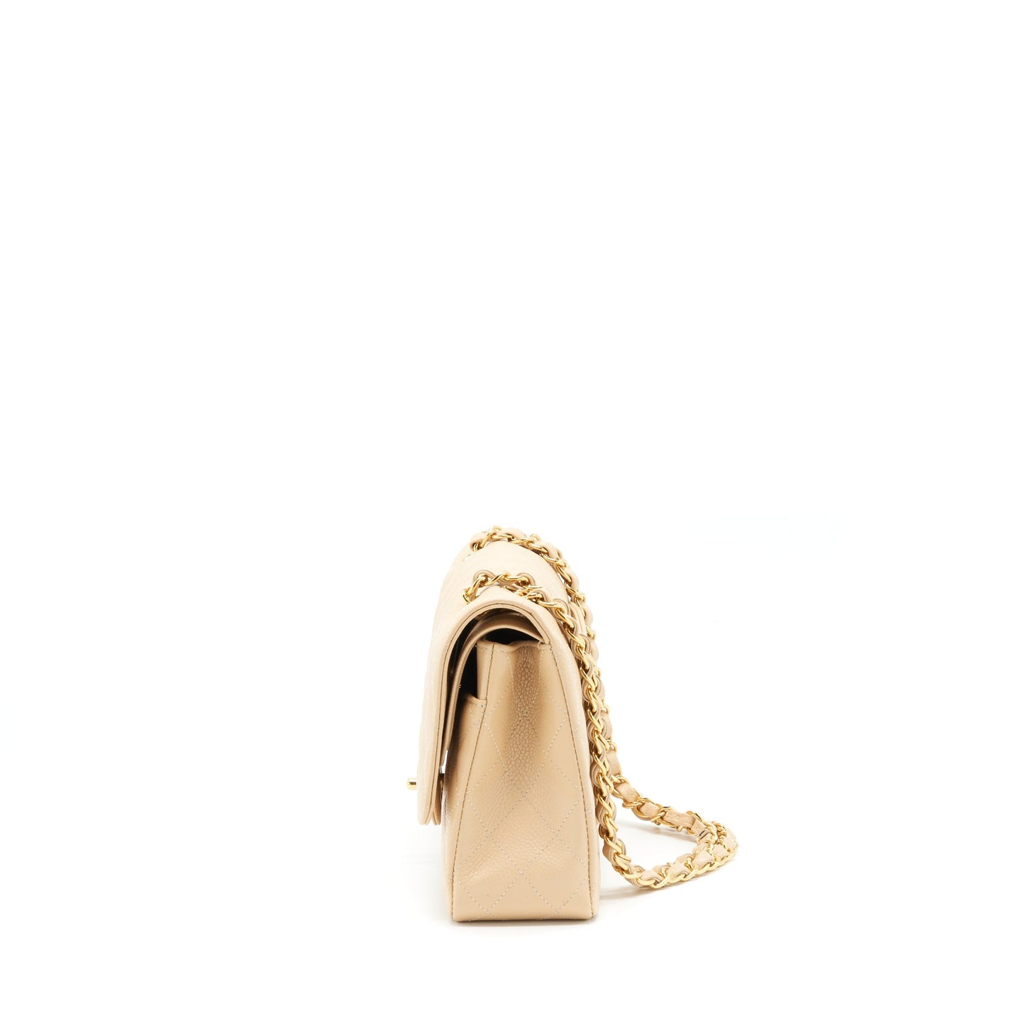 Chanel Medium Classic Double Flap Bag Caviar Beige L