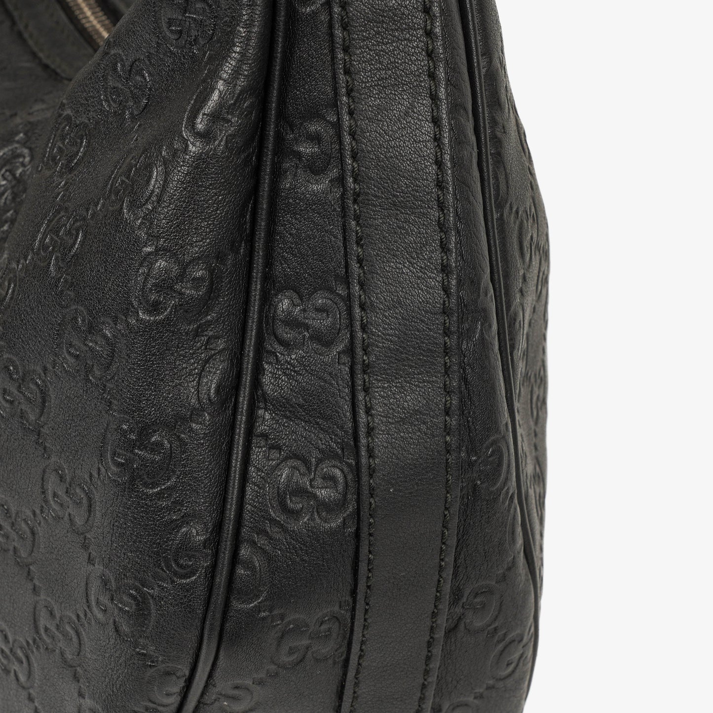 Gucci Guccissima Black Leather Hobo Bag
