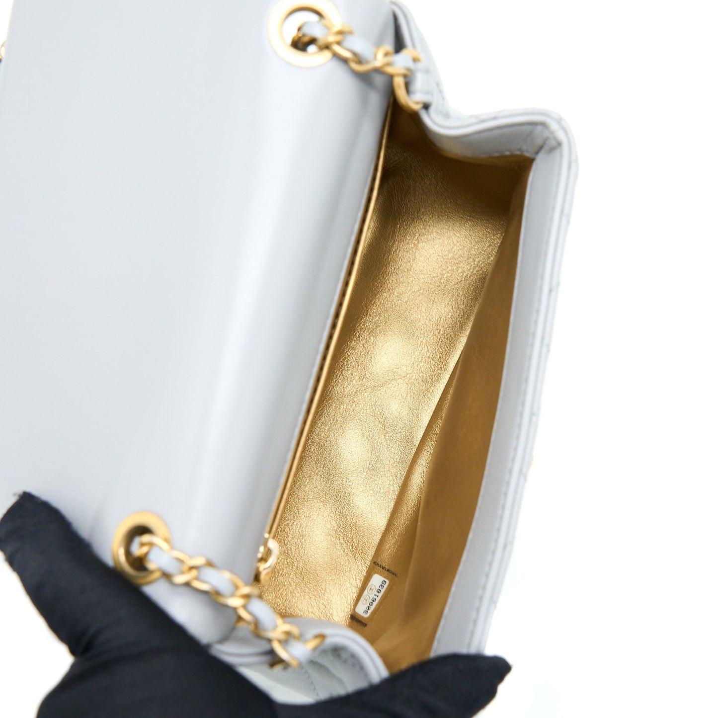 Chanel Pearl Crush Mini Square Flap Bag Lambskin Grey