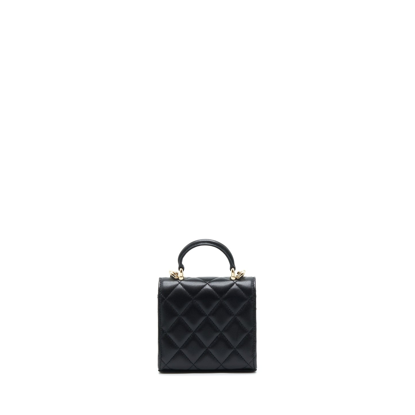 Chanel 22P Top Handle Mini Flap Bag With Chain Lambskin Black L