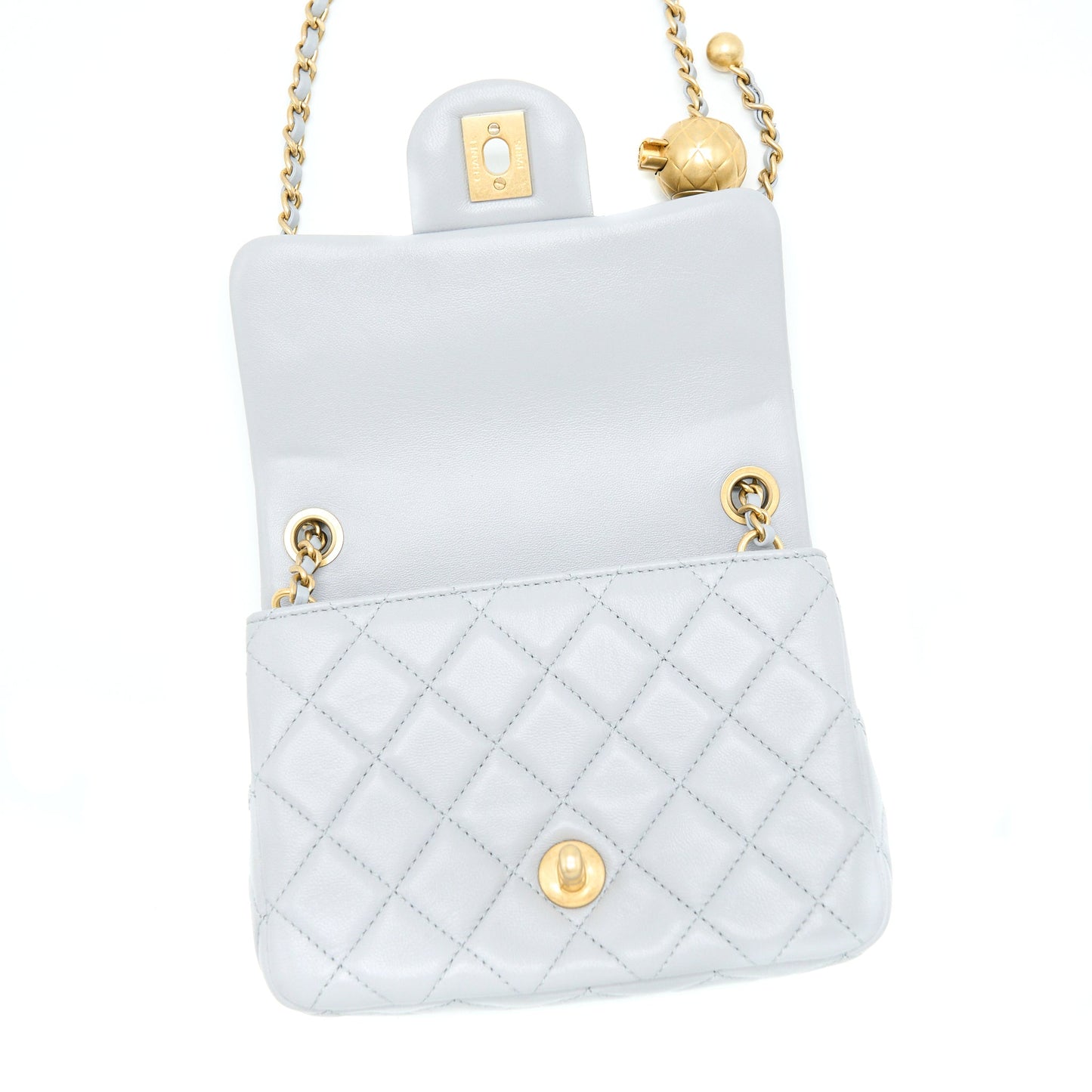 Chanel Pearl Crush Mini Square Flap Bag Lambskin Grey