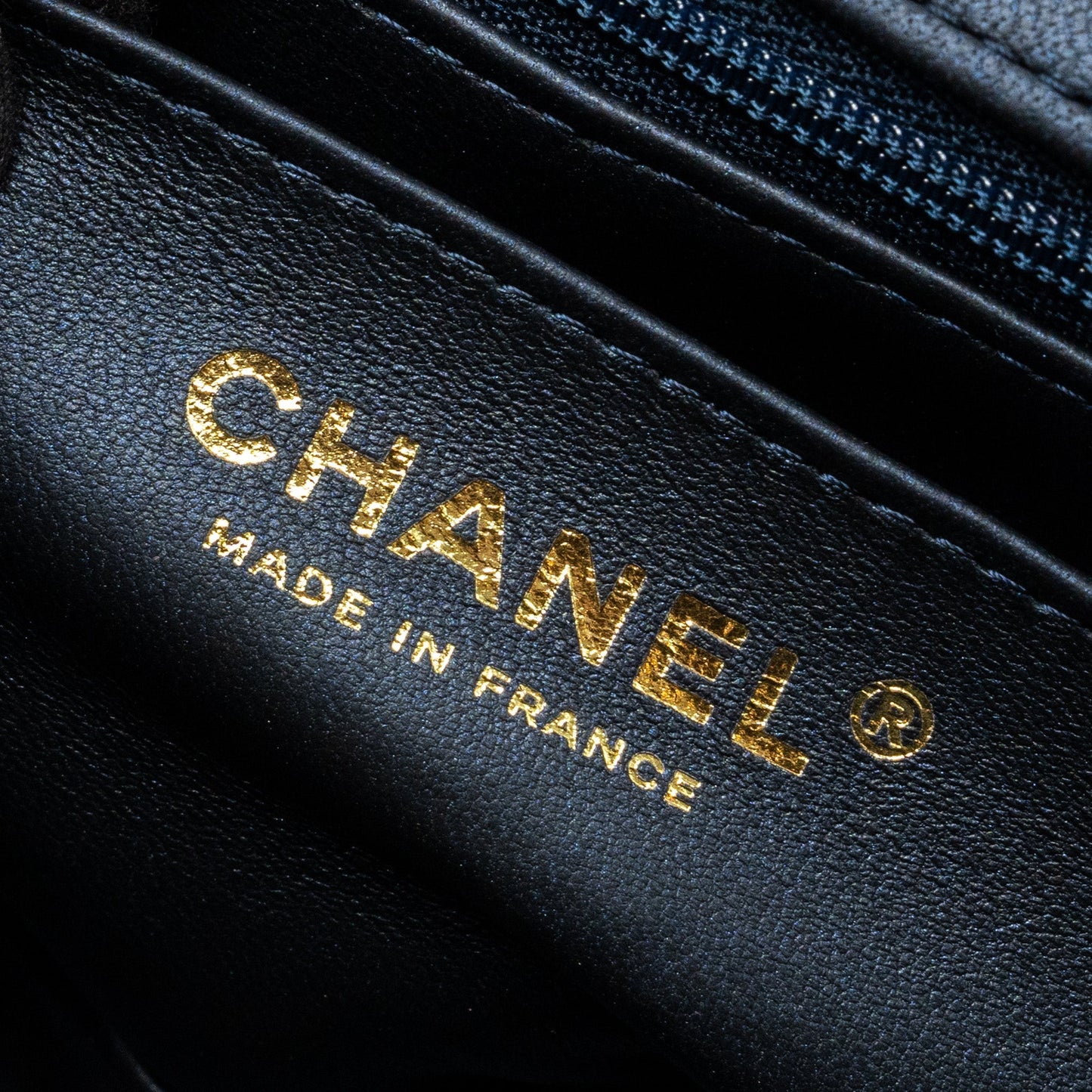 Chanel Top handle mini rectangular flap bag lambskin navy L (microchip)