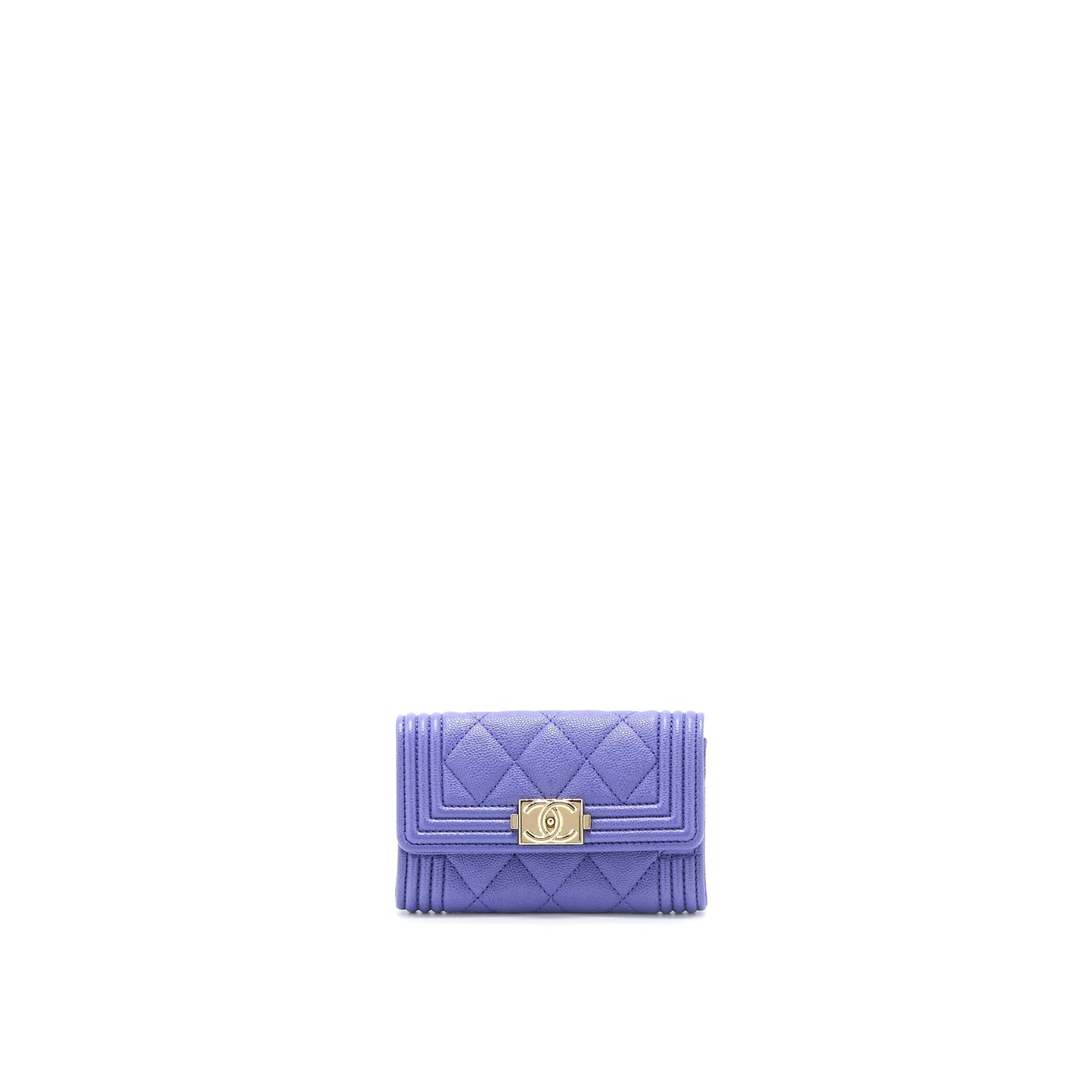 Chanel Boy Card Holder Caviar Purple L