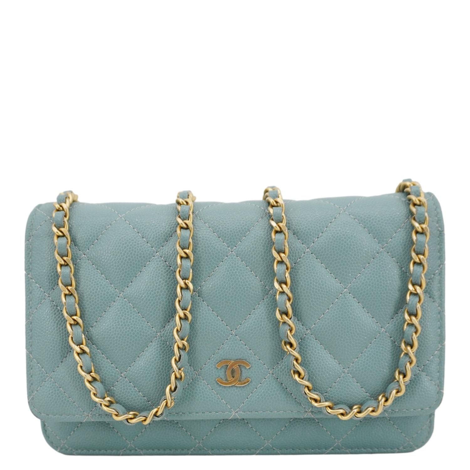 Chanel Wallet On Chain Quilted Caviar Leather Crossbody Bag Sea Green