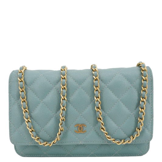 Chanel Wallet On Chain Quilted Caviar Leather Crossbody Bag Sea Green