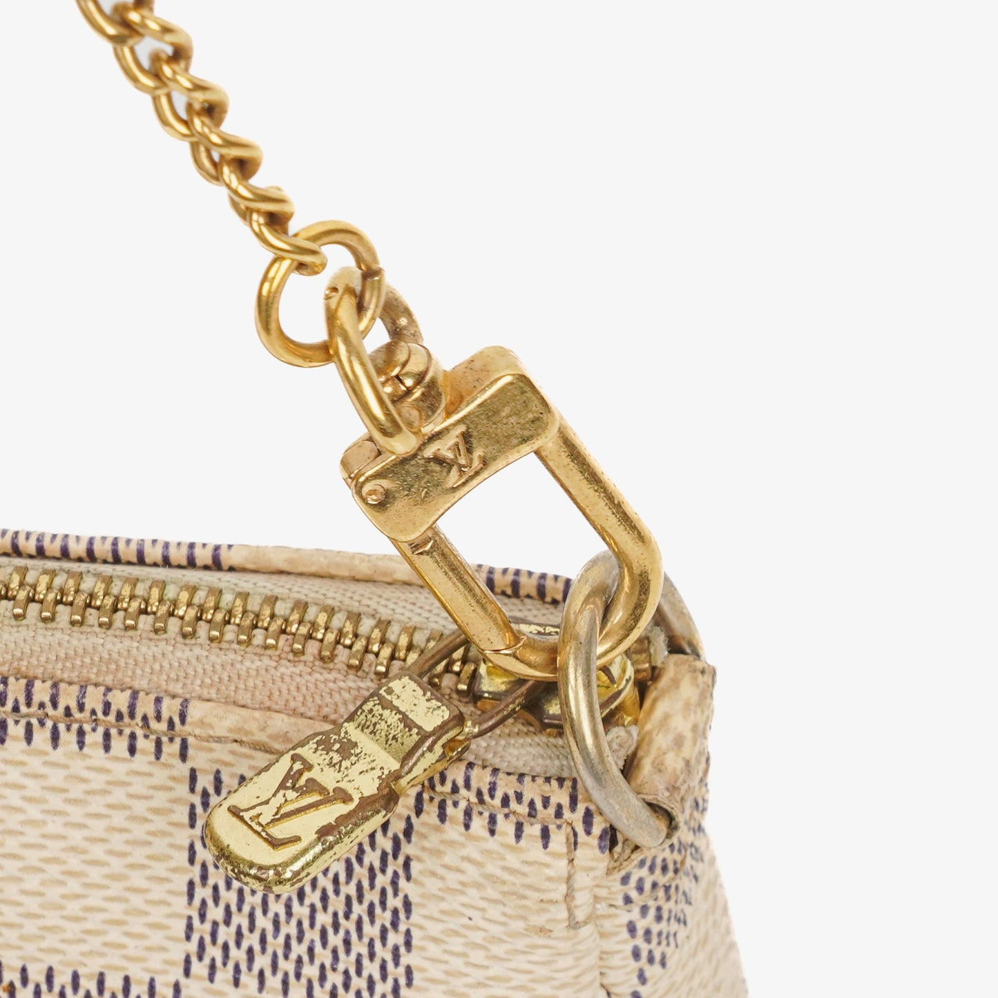 Louis Vuitton Mini Pochette Accessoires Damier Azur Canvas Clutch Handbag