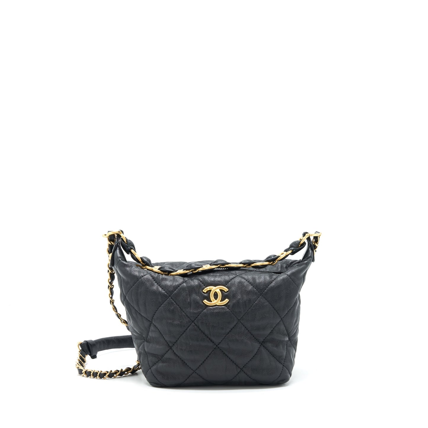 Chanel Hobo Crossbody Bag Lambskin Black