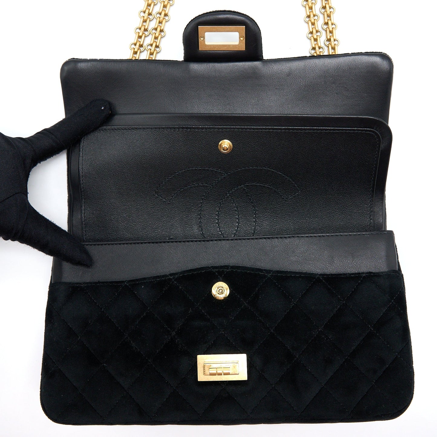 Chanel Small 2.55 Reissue Flap Bag Velvet Black