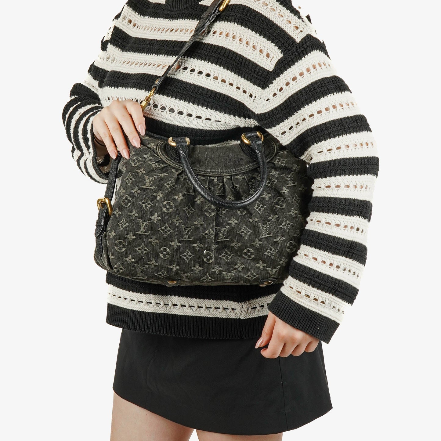 Louis Vuitton Neo Cabby GM Monogram Denim Bag Black