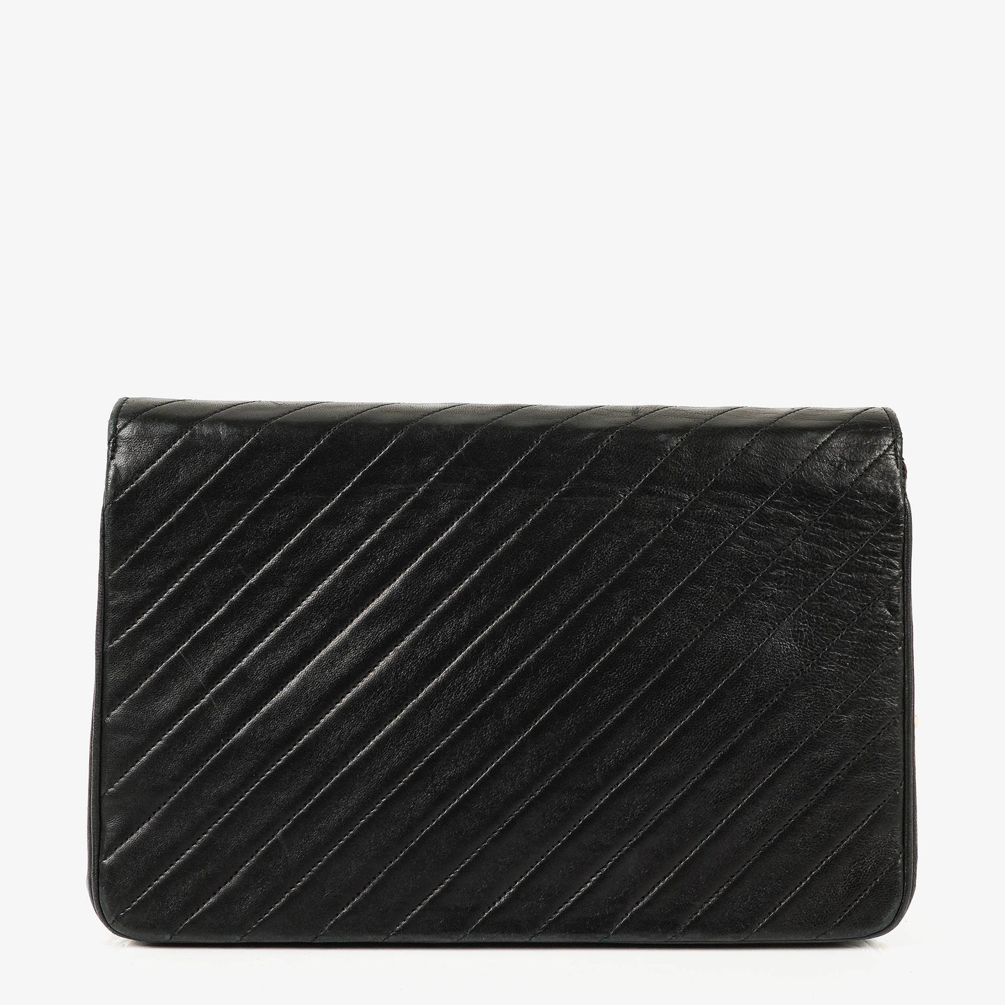 Chanel Classic Single Flap Bag Black Diagonal Quilted Lambskin 24K Gold-Plated Hardware