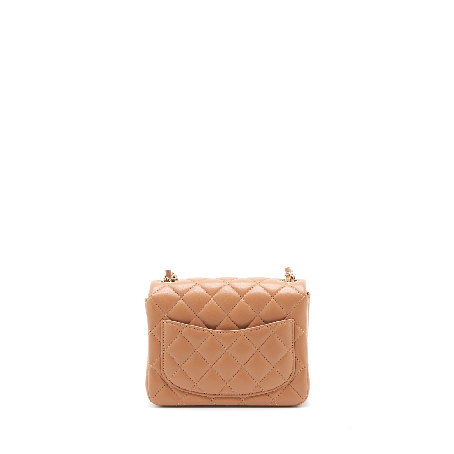 Chanel 22S Mini Square Flap Bag Lambskin Caramel L