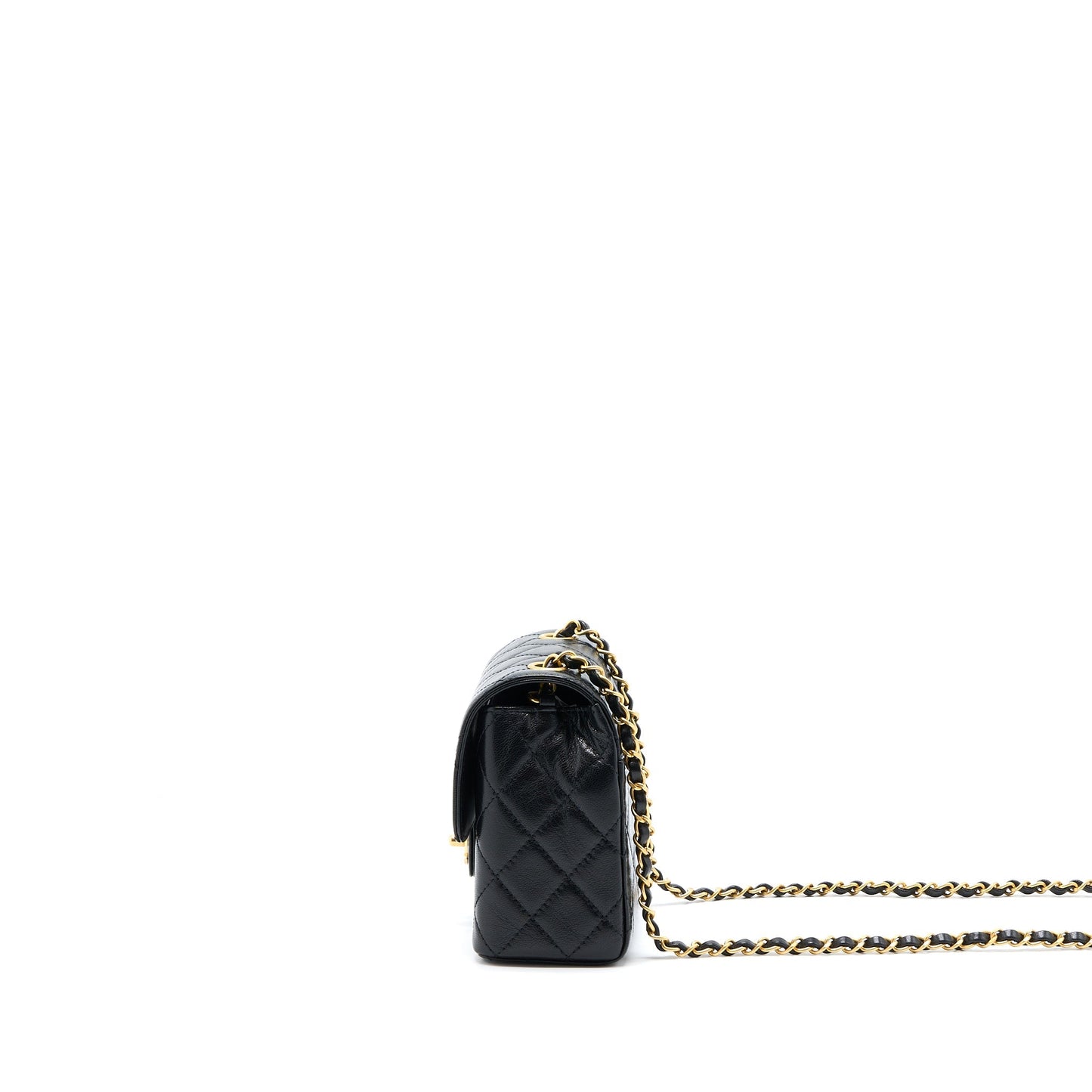 Chanel 22K Retro Classic New Mini Square Flap Bag Goatskin Black (Microchip)
