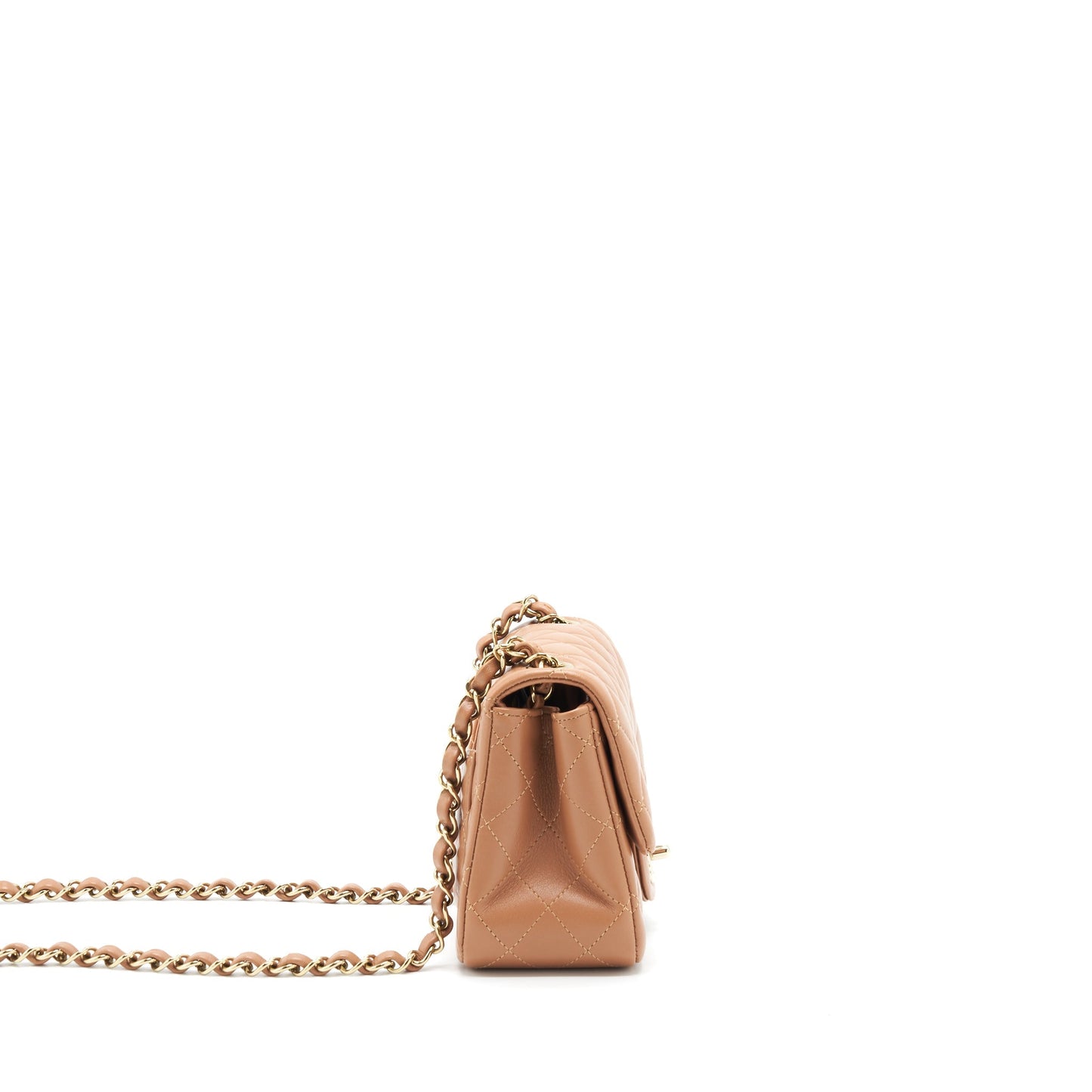 Chanel 22S Mini Square Flap Bag Lambskin Caramel L