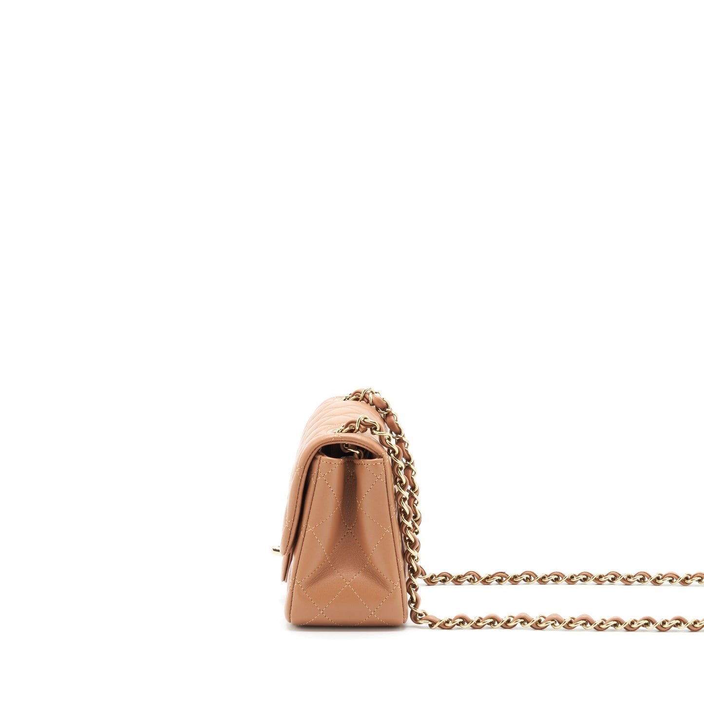 Chanel 22S Mini Square Flap Bag Lambskin Caramel L