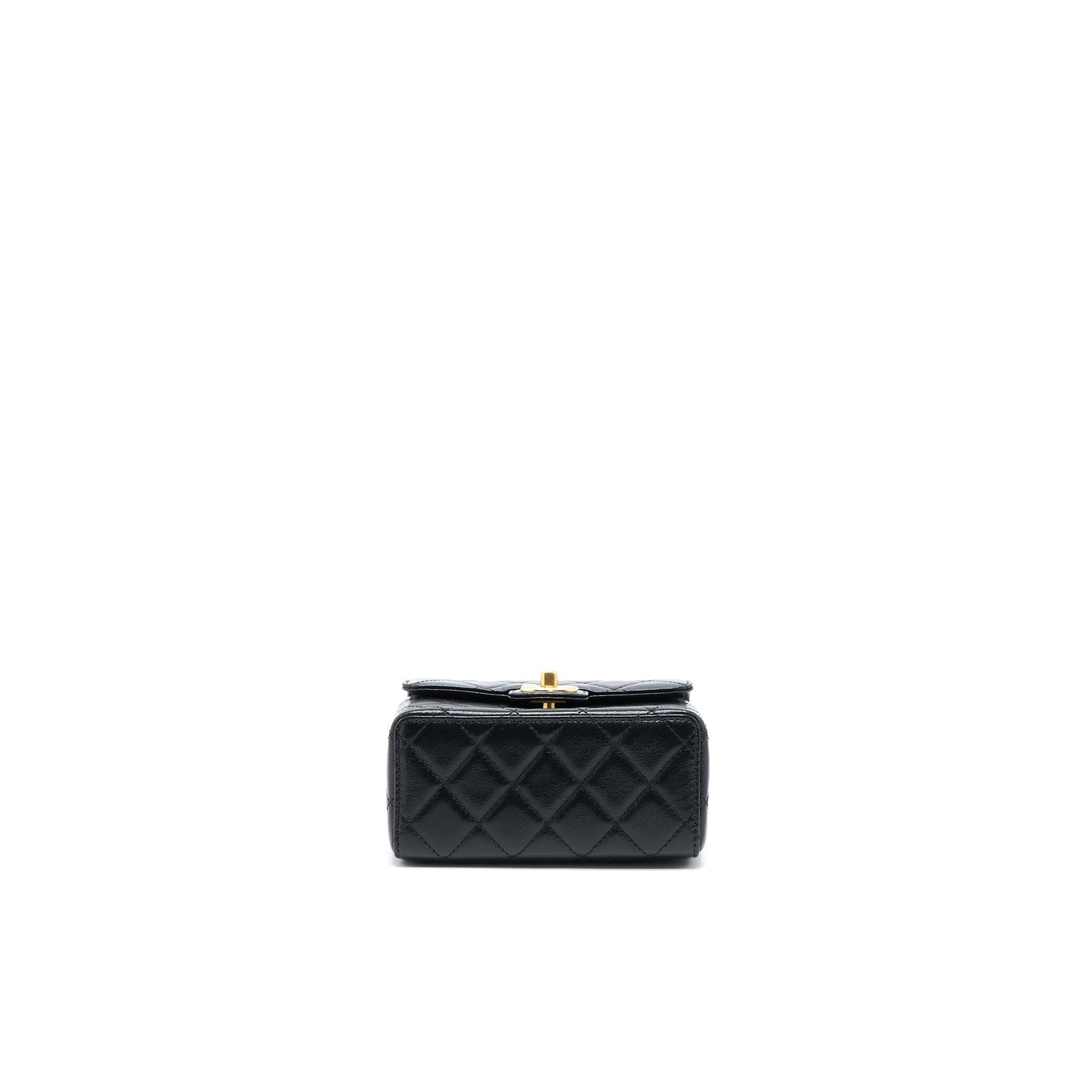 Chanel 22K Retro Classic New Mini Square Flap Bag Goatskin Black (Microchip)