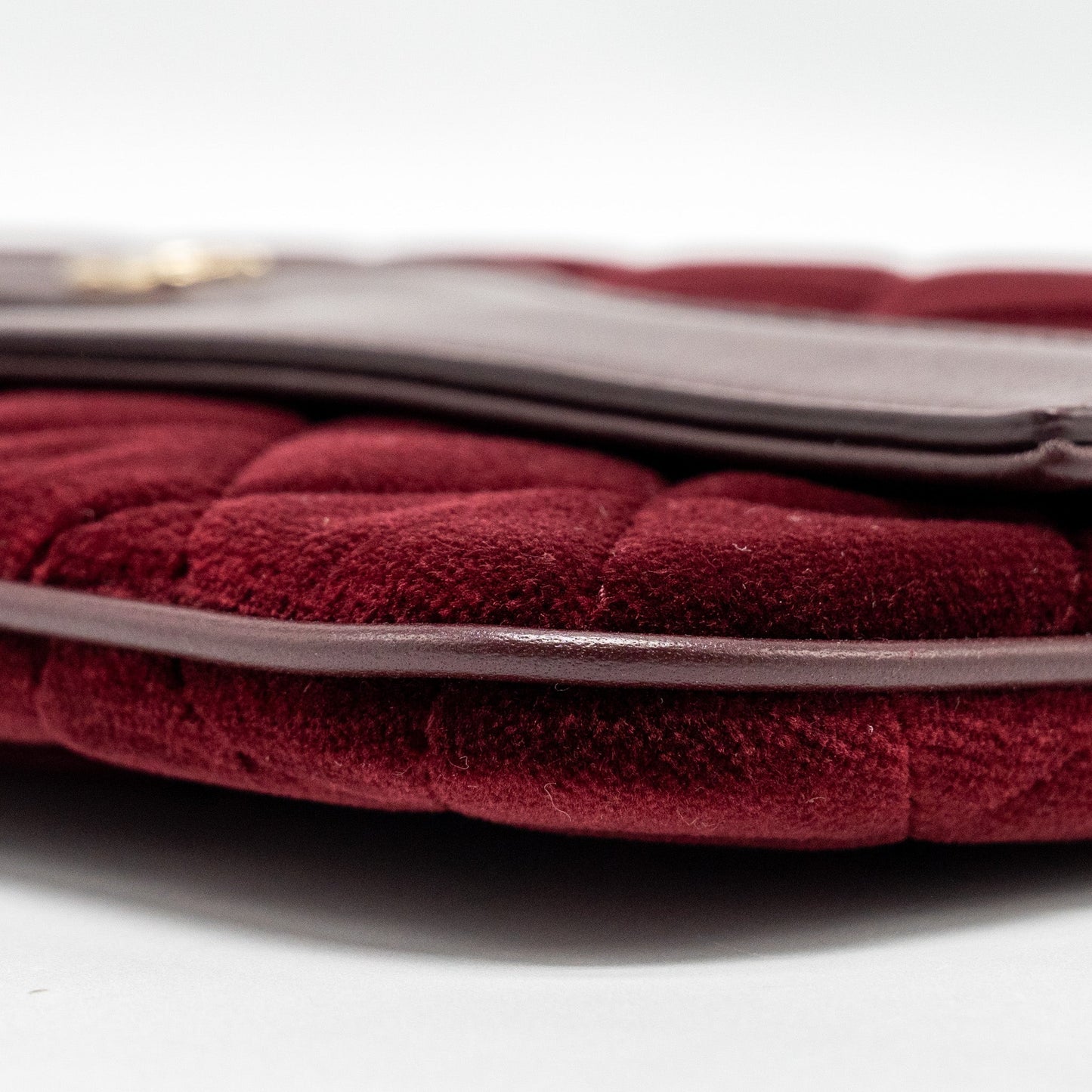 Chanel Folding Clutch Bag Velvet/Lambskin Burgundy L