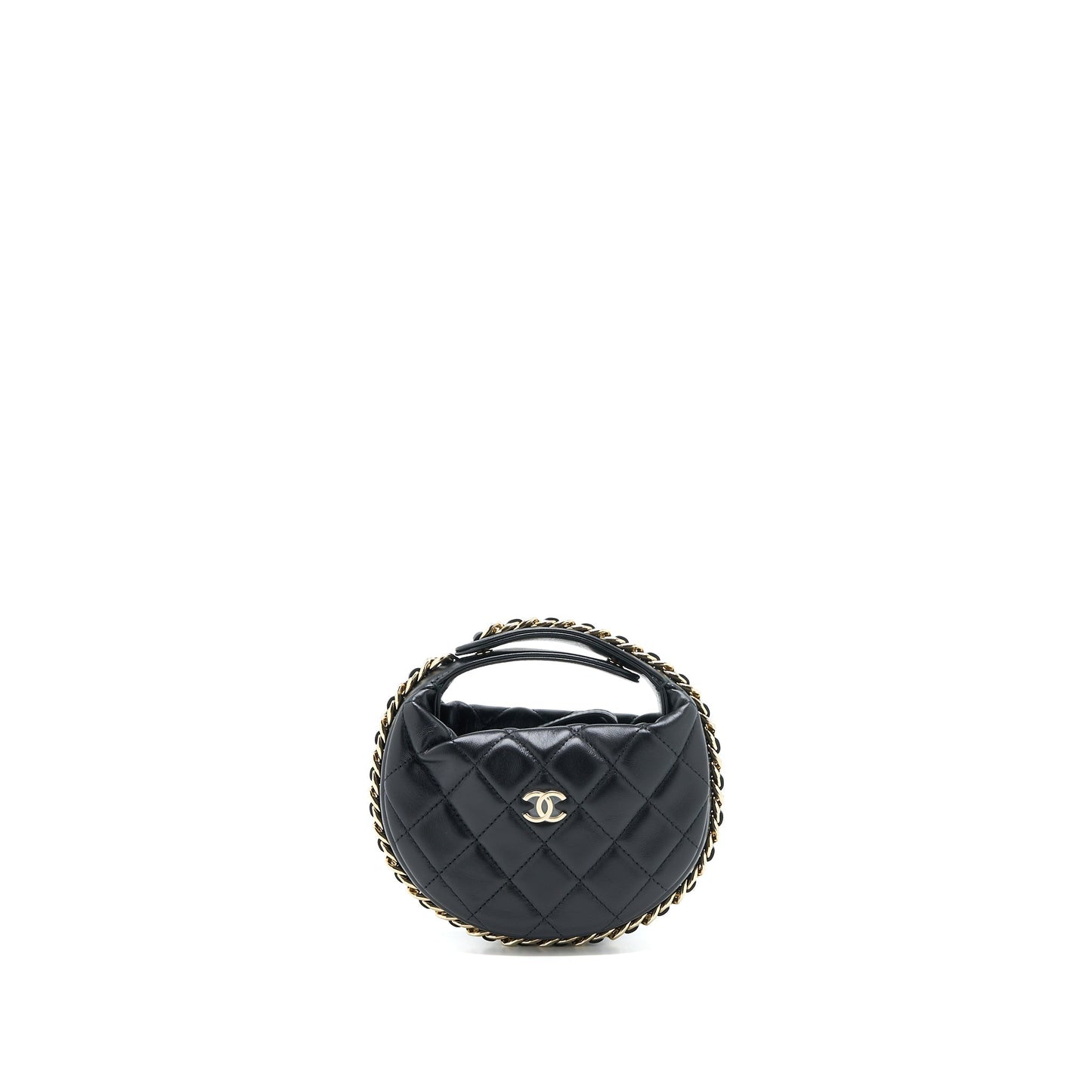 Chanel 23C Round Clutch Lambskin Black L (Microchip)