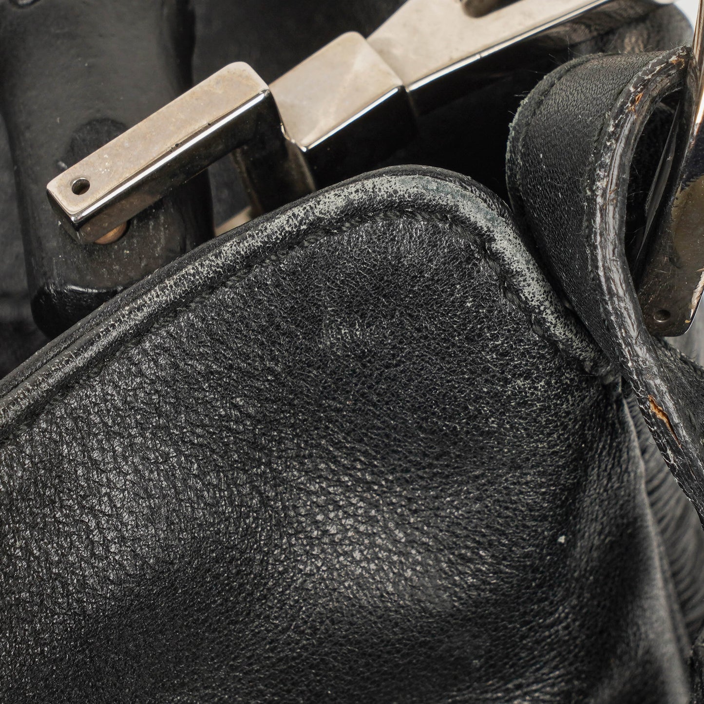 Gucci Bamboo Top Handle Black Lerahter Hobo Bag