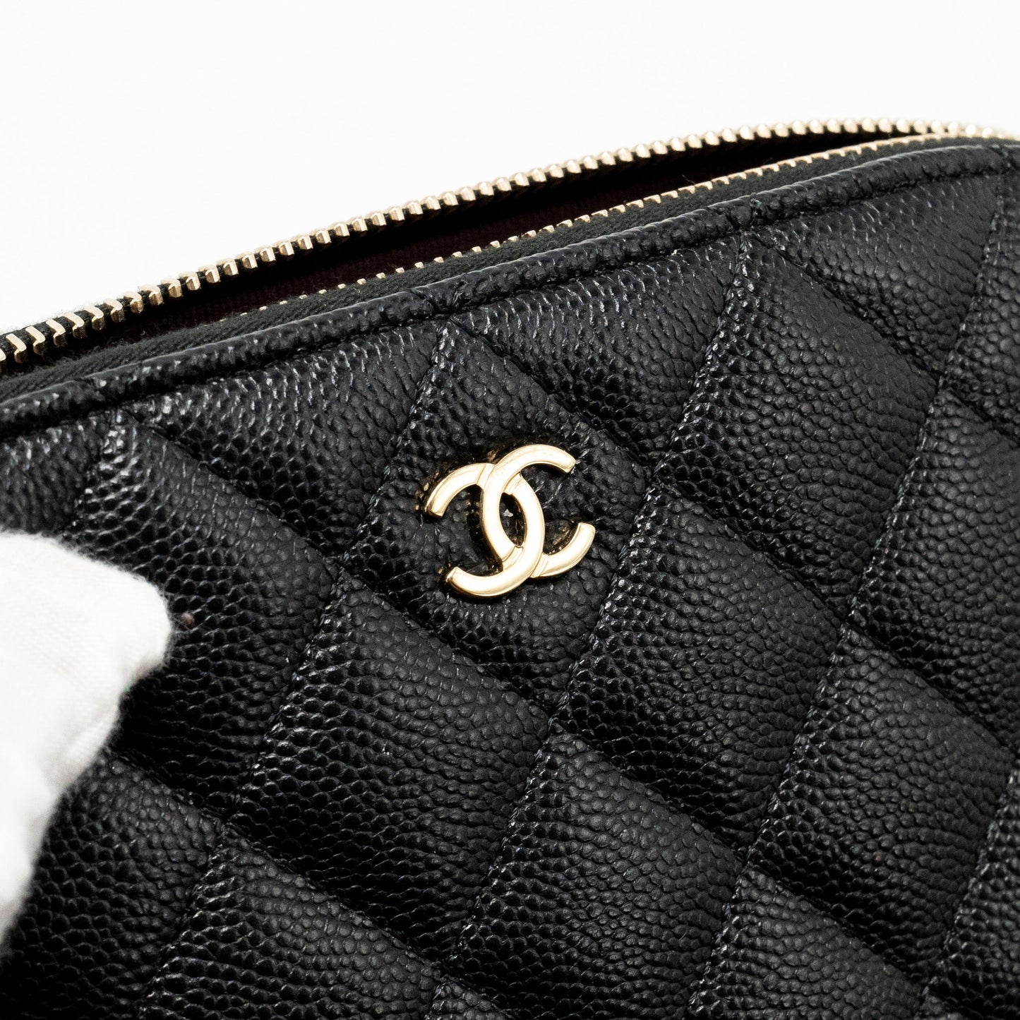 Chanel Classic CC Clutch with Chain Caviar Black L (Microchip)