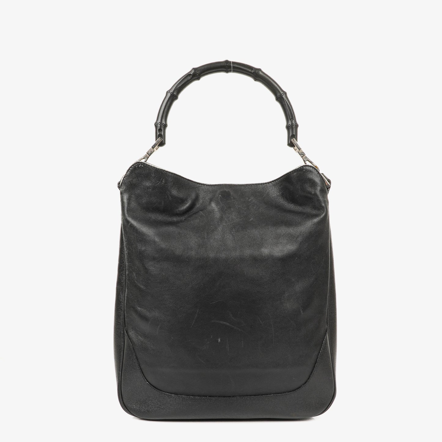 Gucci Bamboo Top Handle Black Lerahter Hobo Bag
