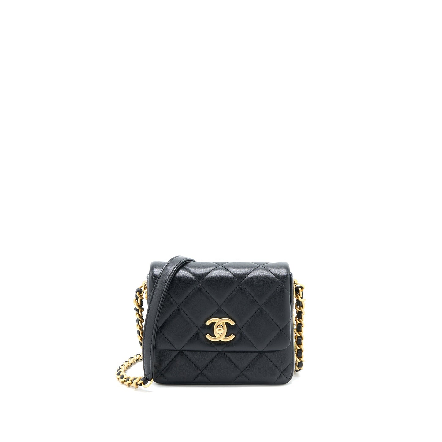Chanel 21B Seasonal Quilted Square Flap Bag Lambskin Black Brushed  (Microchip)