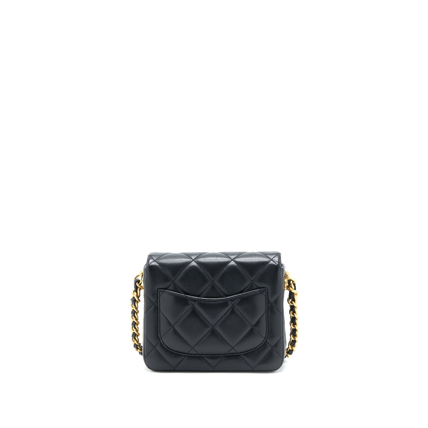 Chanel 21B Seasonal Quilted Square Flap Bag Lambskin Black Brushed  (Microchip)