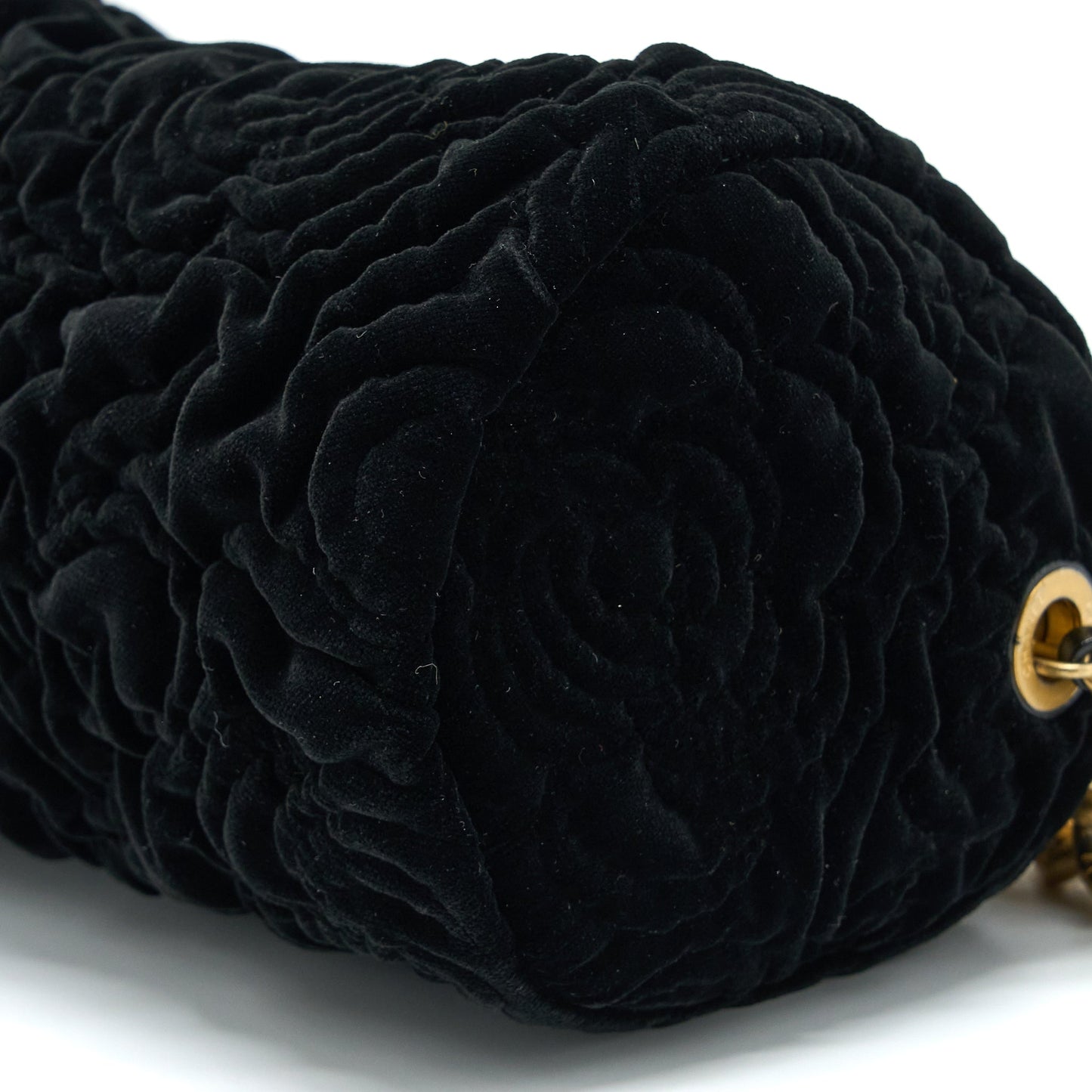 Chanel Mini Boston Bag with Chain Camellia Velvet Black  (Microchip)