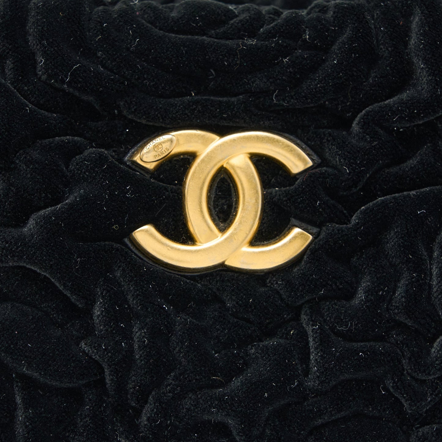 Chanel Mini Boston Bag with Chain Camellia Velvet Black  (Microchip)