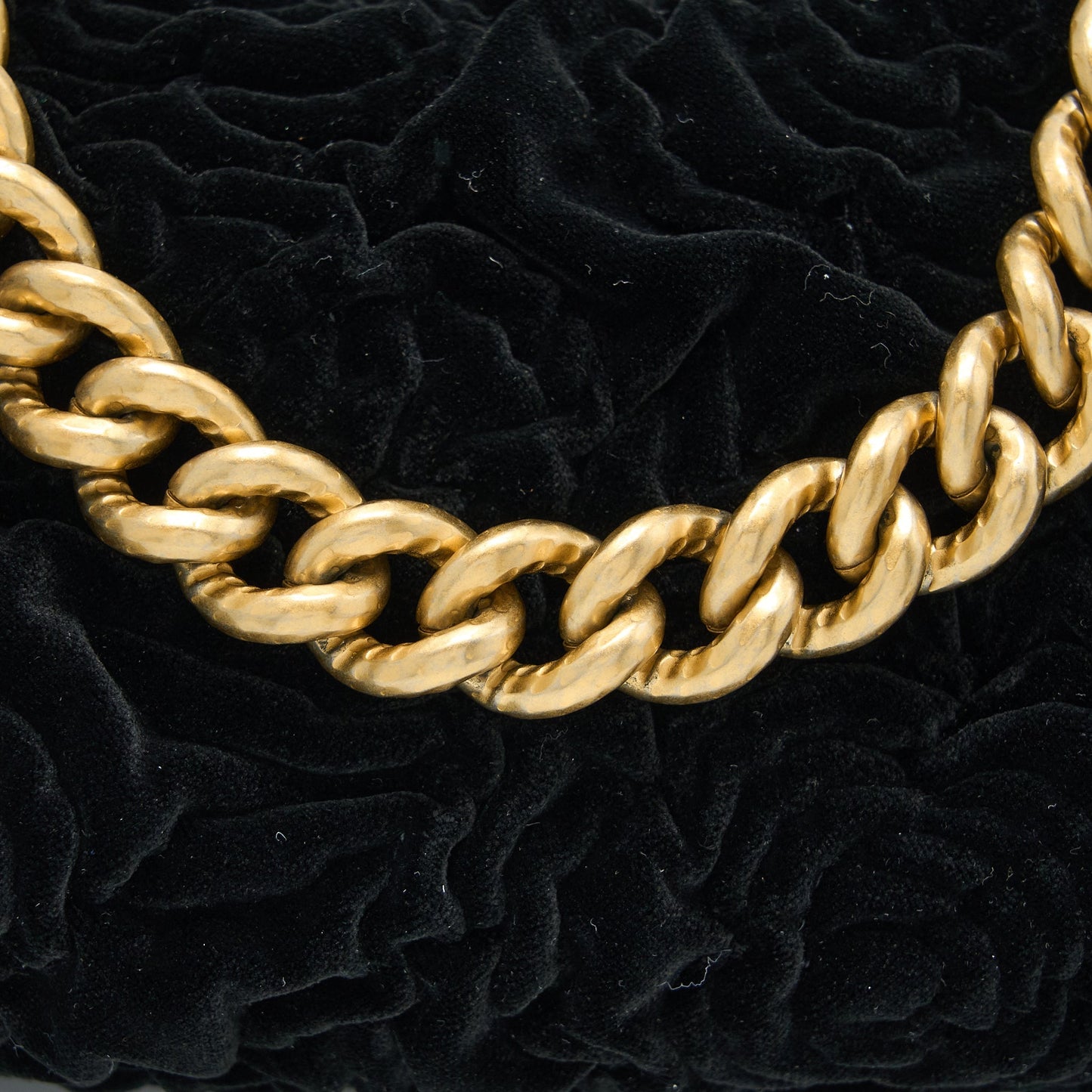 Chanel Mini Boston Bag with Chain Camellia Velvet Black  (Microchip)